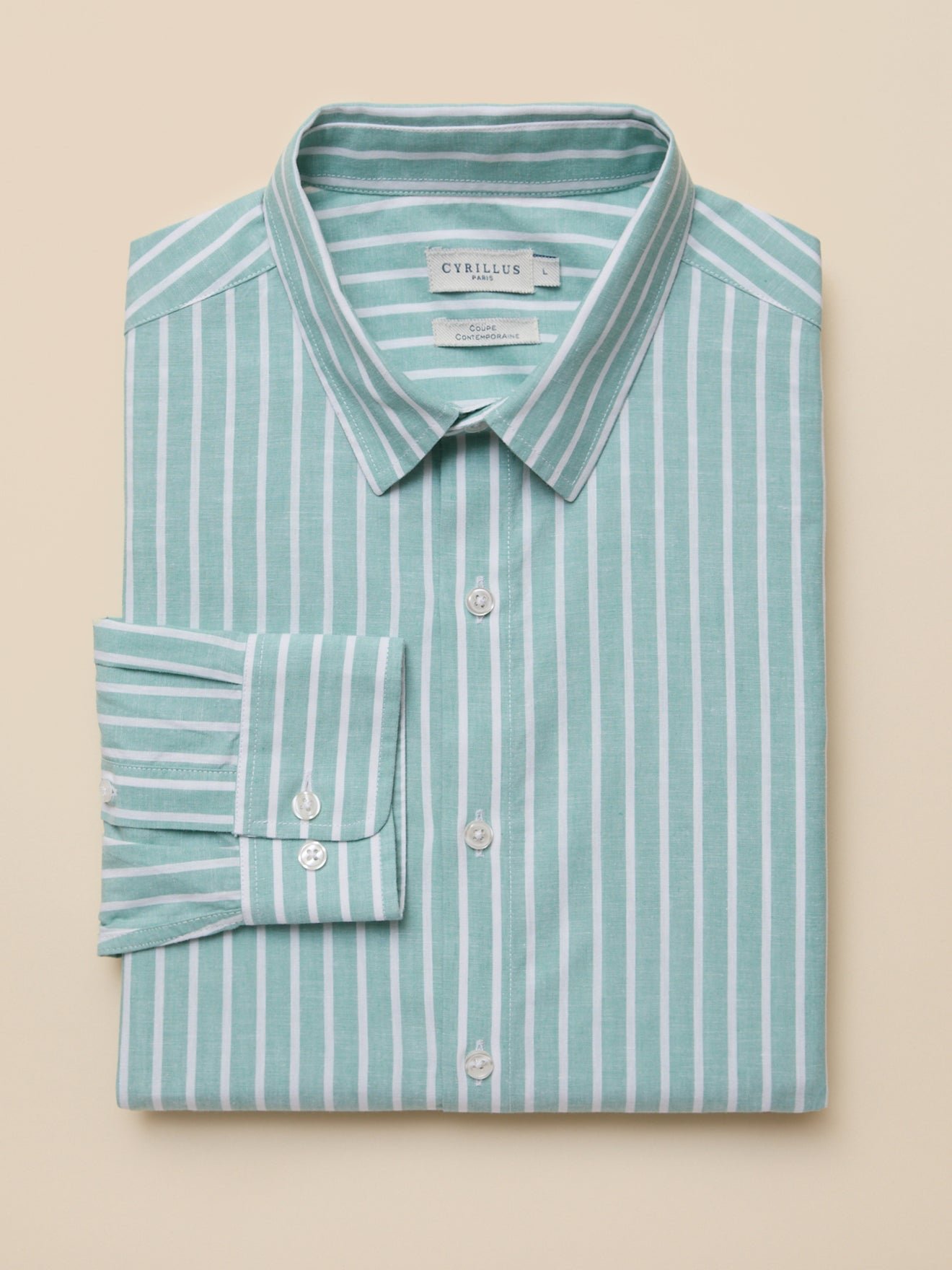 Contemporary cut striped shirt CYRILLUS Green