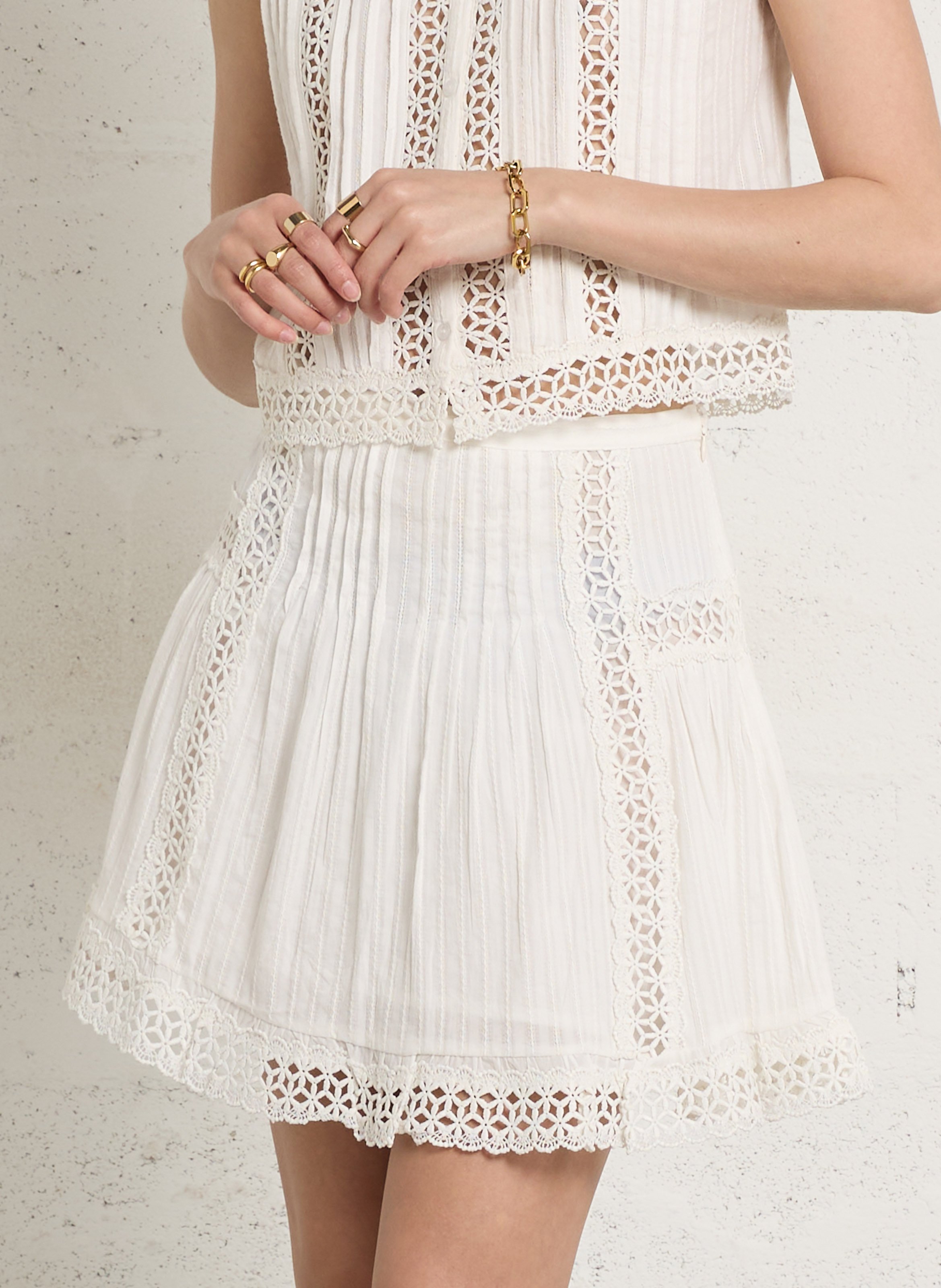 Falda corta evasé de algodón PETITE MENDIGOTE Beige