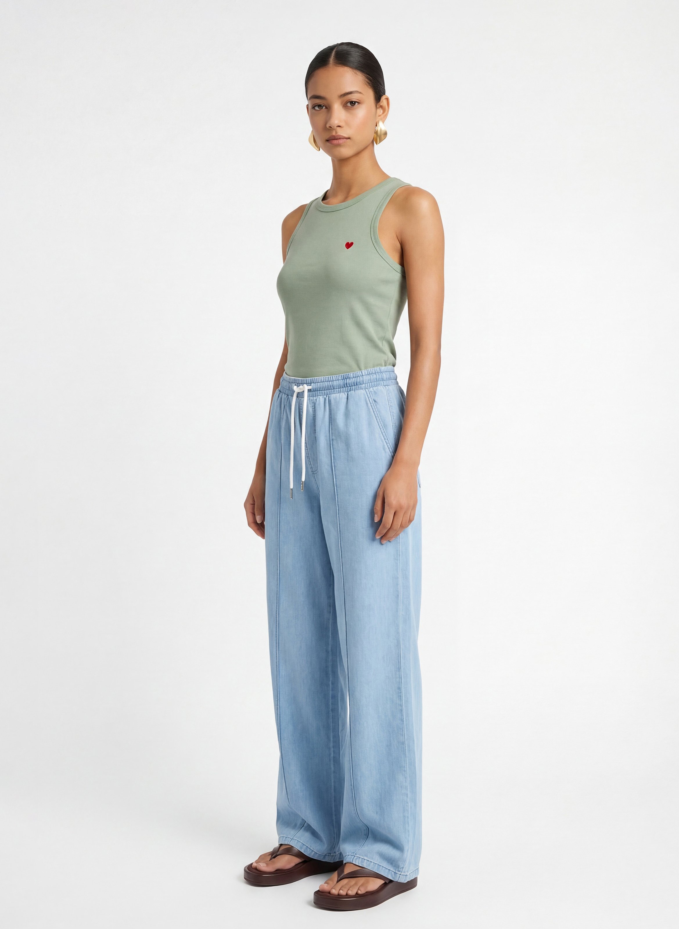 Débardeur col rond en coton KOOKAI Vert