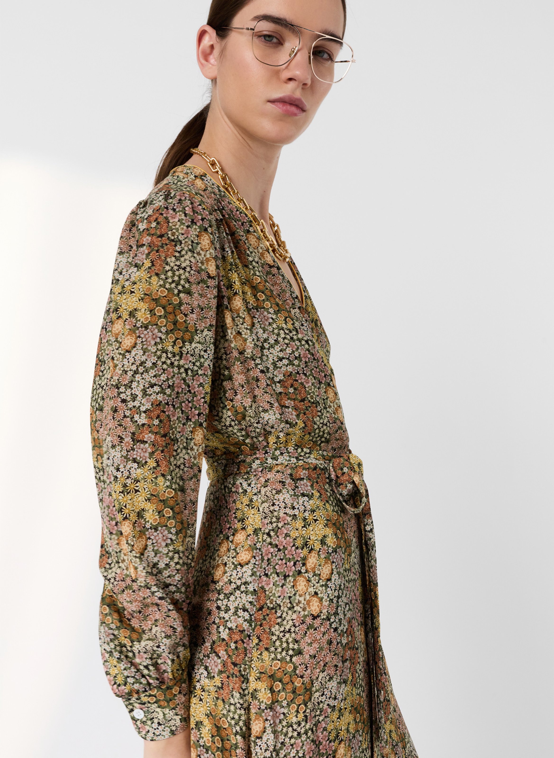 Robe longue col V mprimé GERARD DAREL Rosa