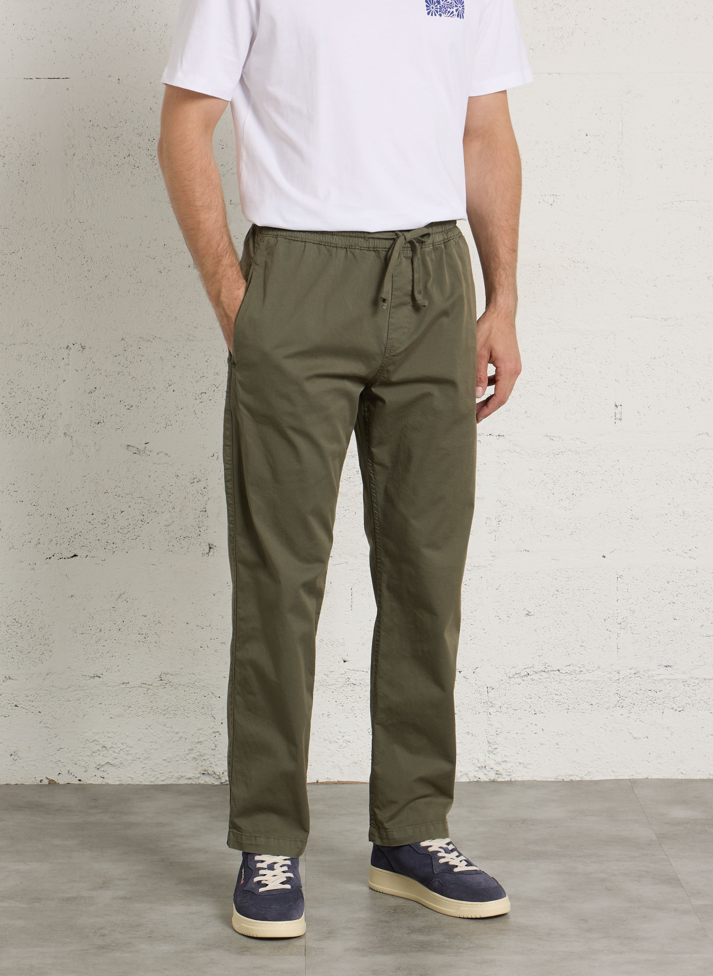 Pantalon droit en coton mélangé LE TEMPS DES CERISES Marron