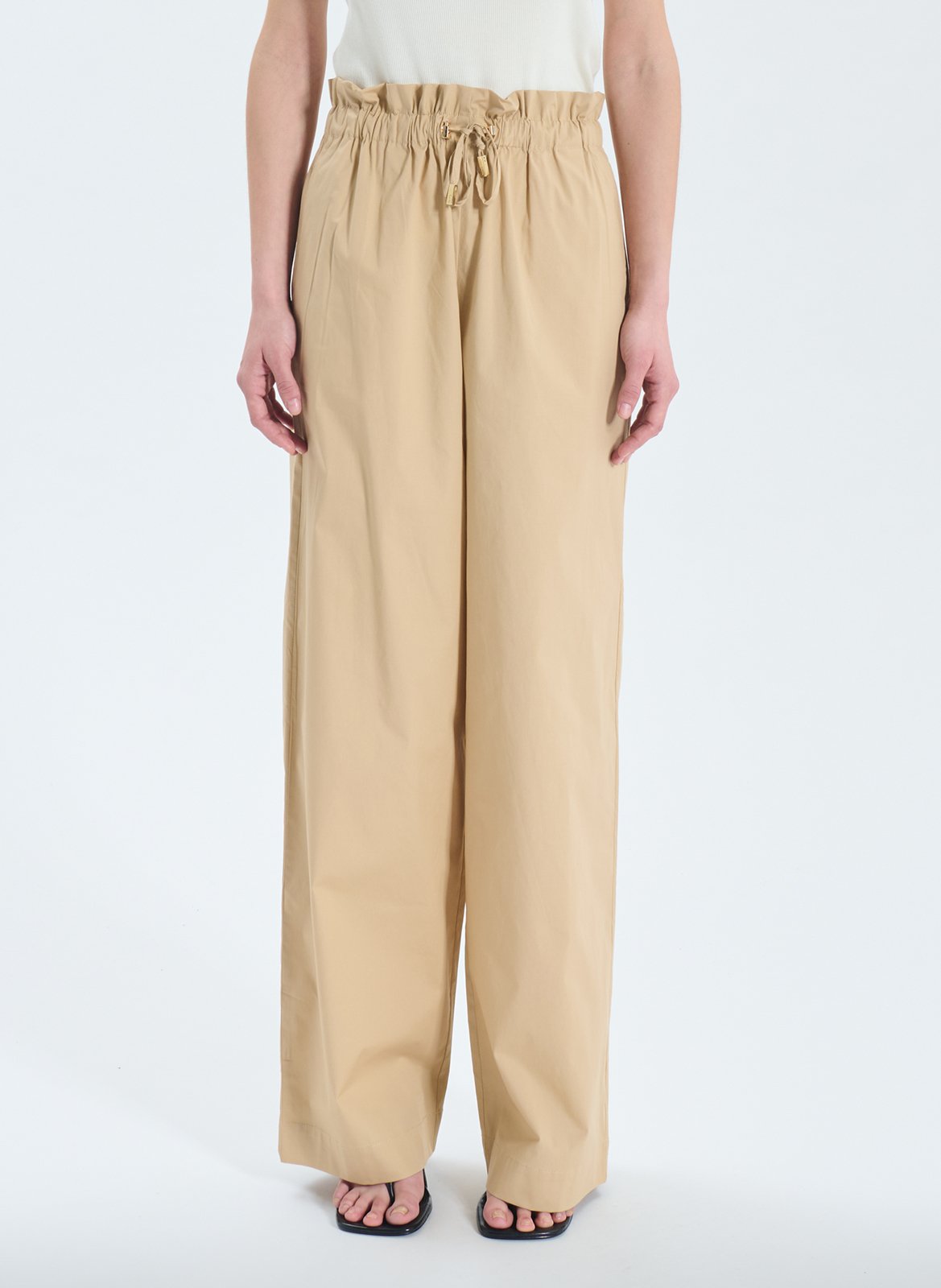 Pantalon large en coton mélangé ZAPA Beige