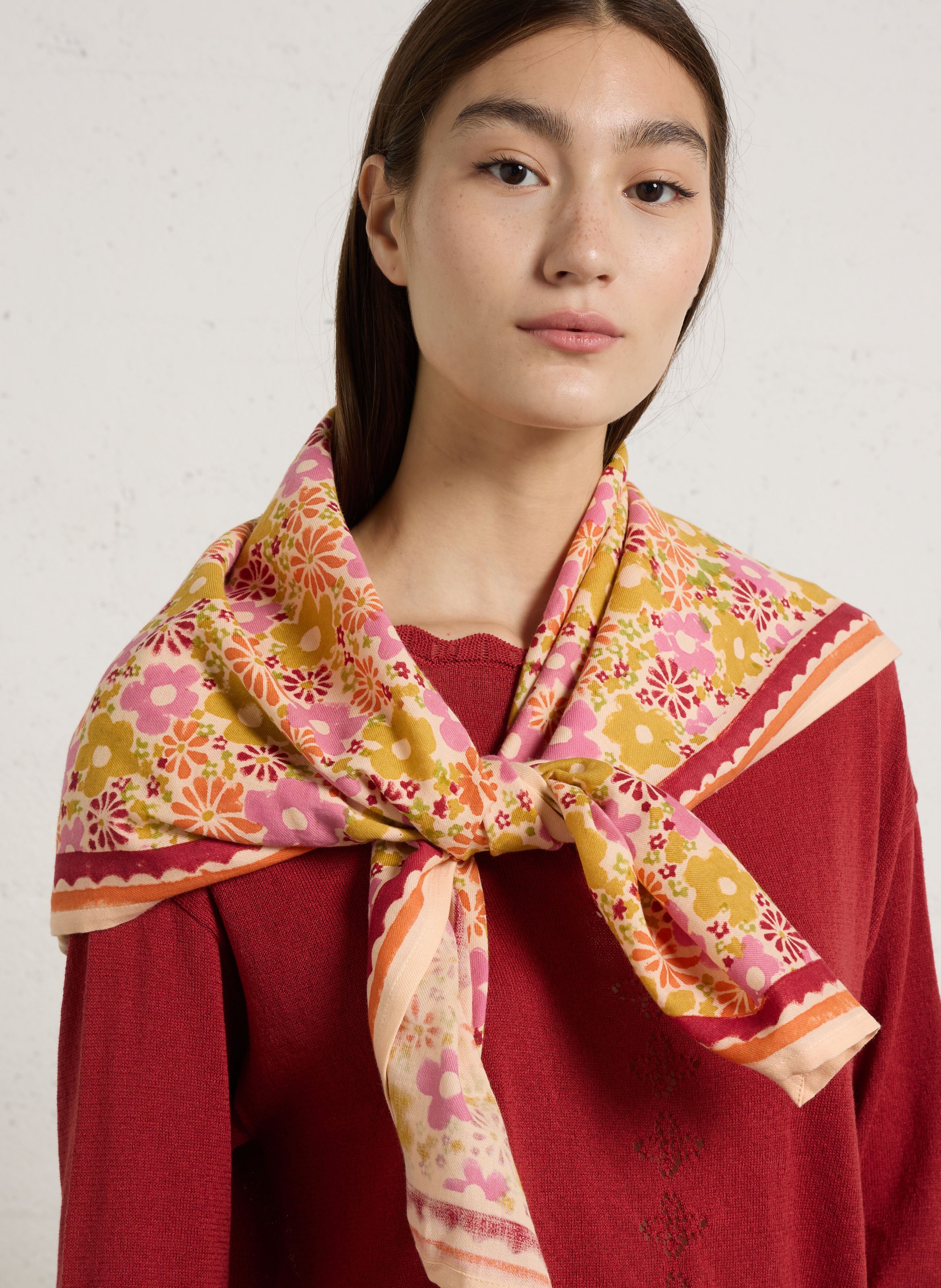 Printed cotton scarf APACHES COLLECTIONS Yellow