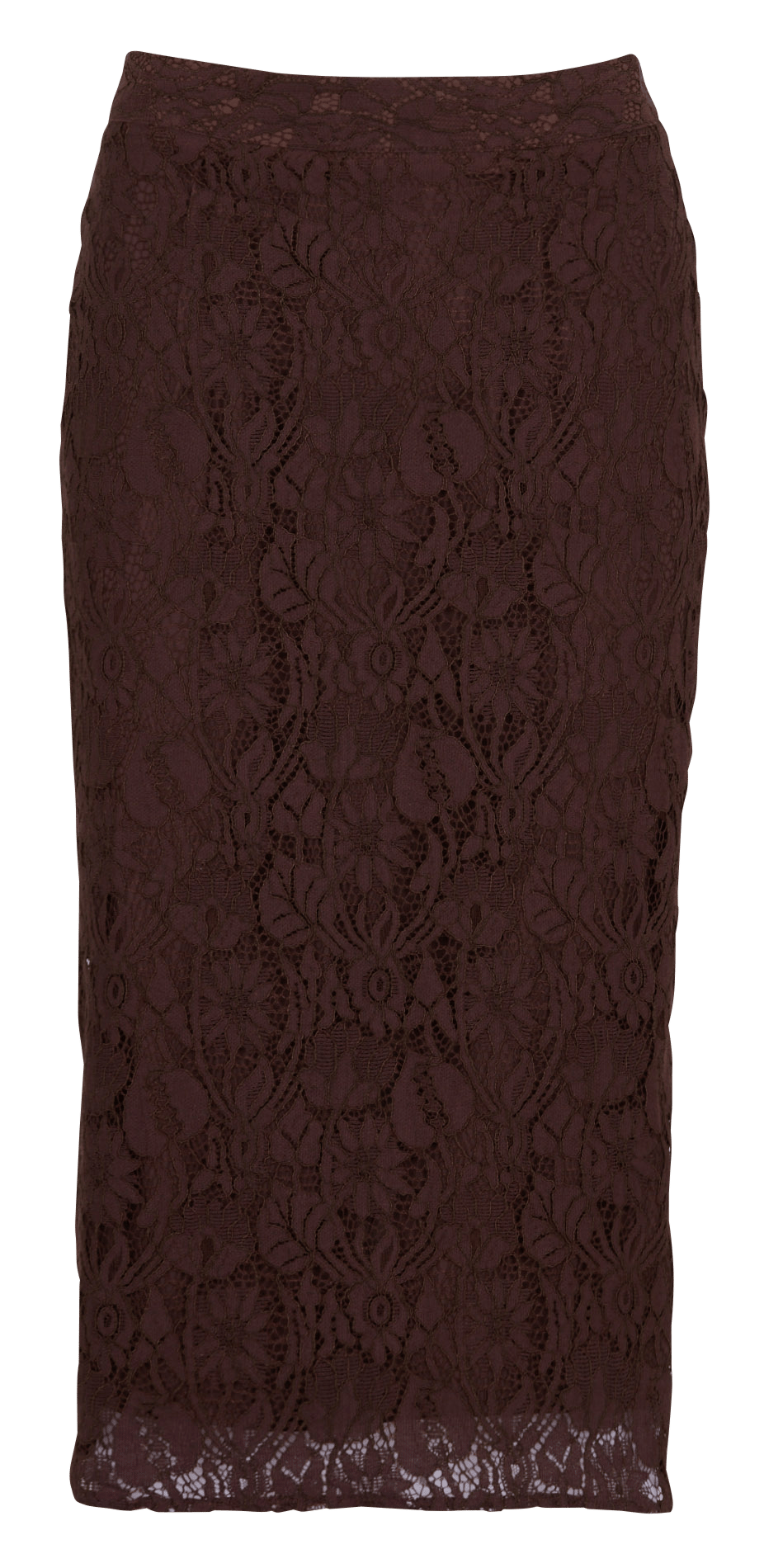 Jupe midi crayon en dentelle LA PETITE ETOILE Marron