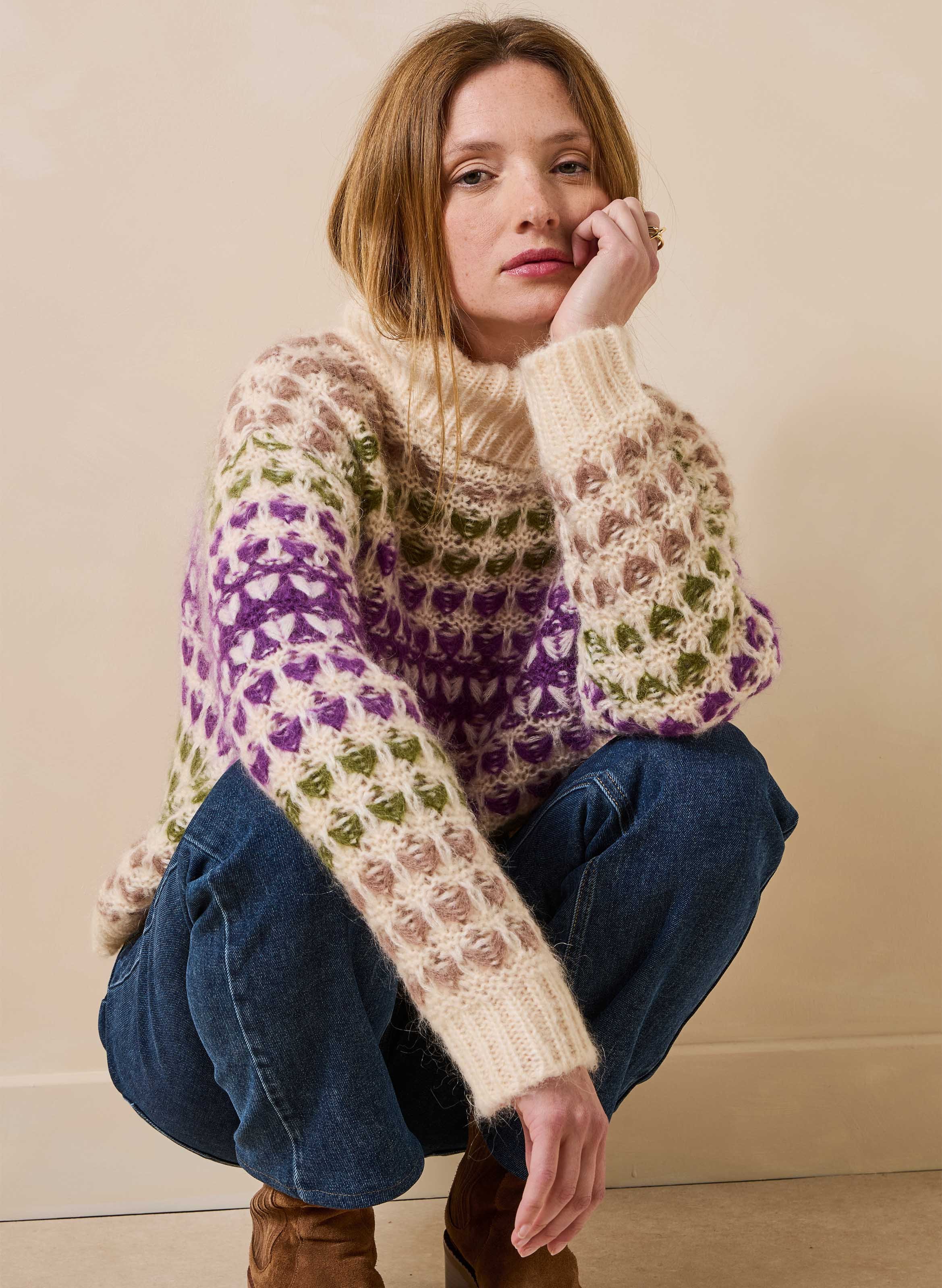 Oversized high-neck knit sweater LA FEE MARABOUTEE Multicolored