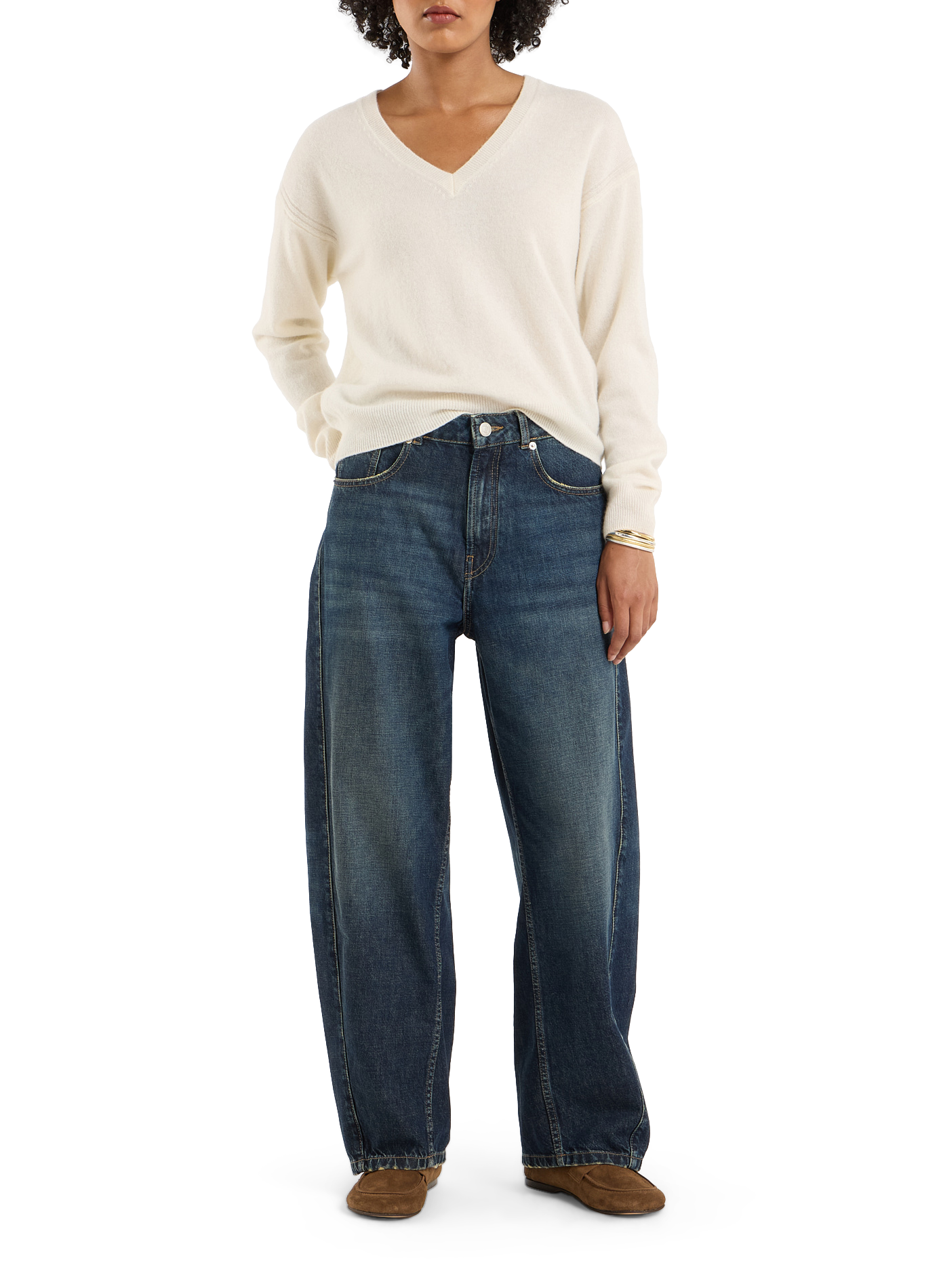 Cashmere straight round neck sweater by sevene SAISON 1865 Beige