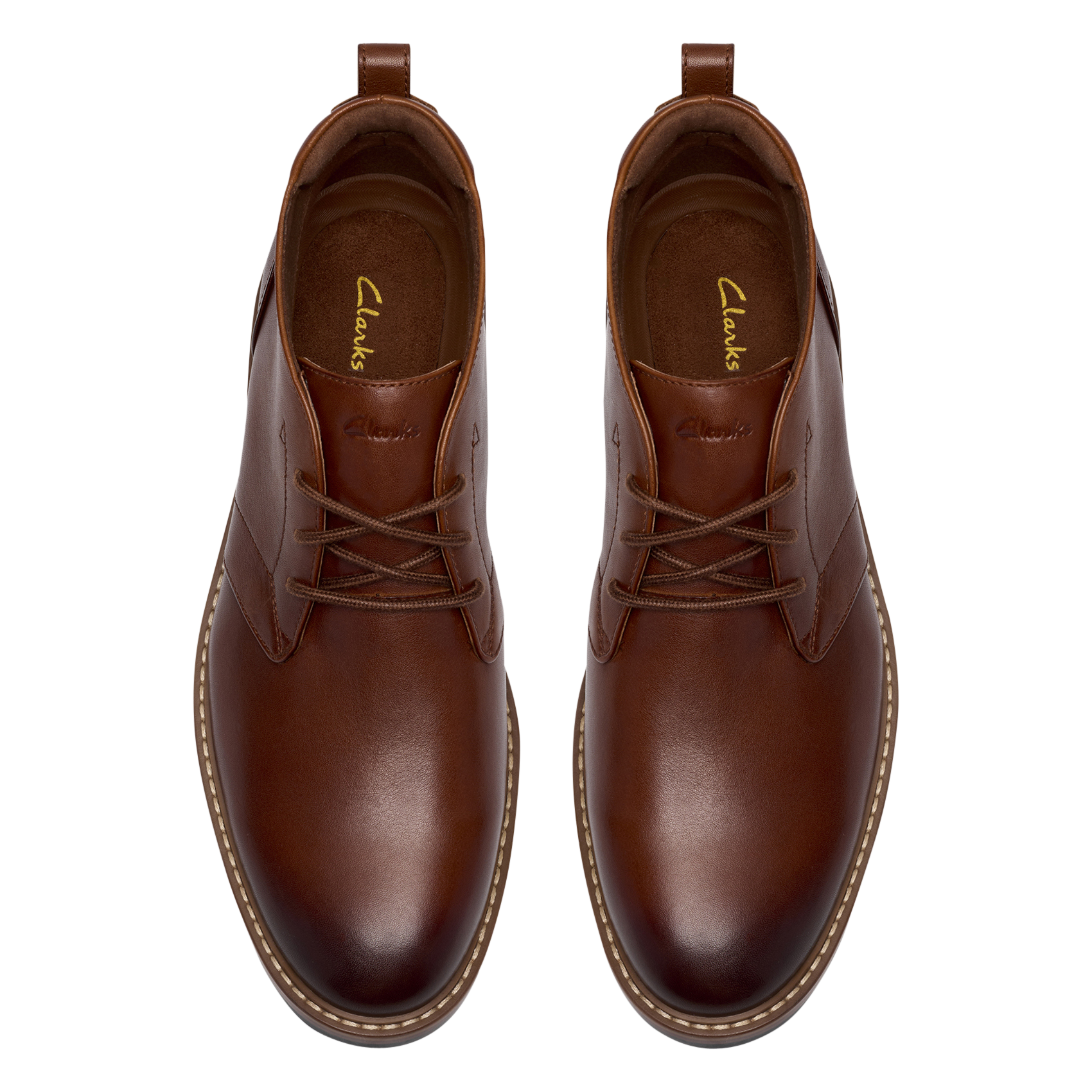 Boots à lacets en cuir lisse CLARKS Marron