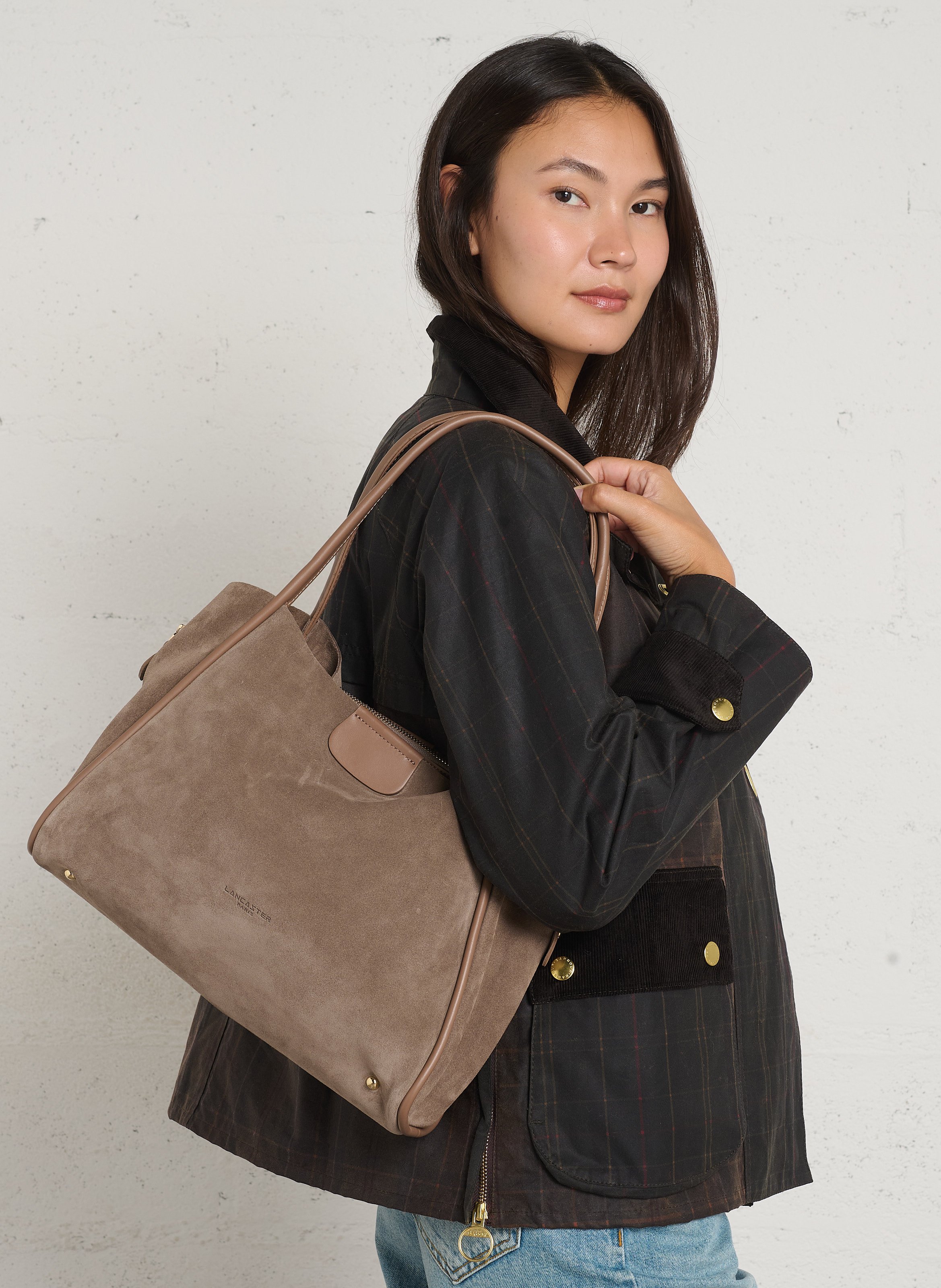 Large shoulder tote bag in cowhide leather LANCASTER PARIS Brown