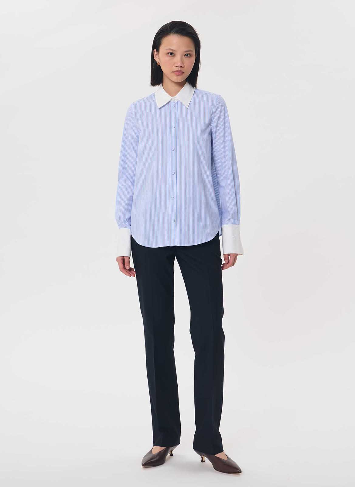 Straight-fit striped cotton shirt TARA JARMON Blue