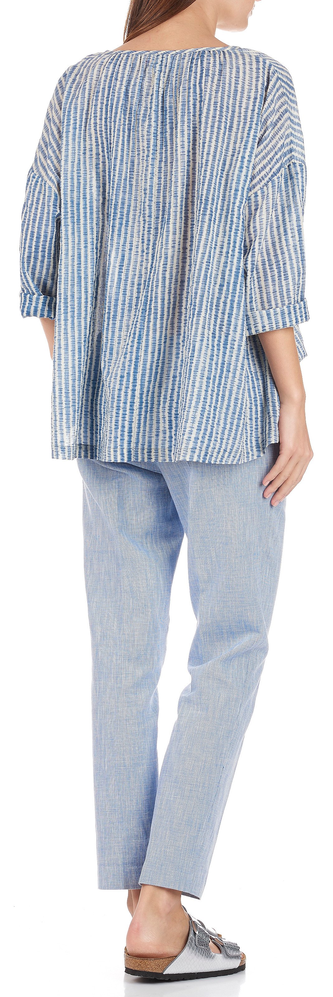 Pantalon droit tissé en coton ATTIC AND BARN Bleu