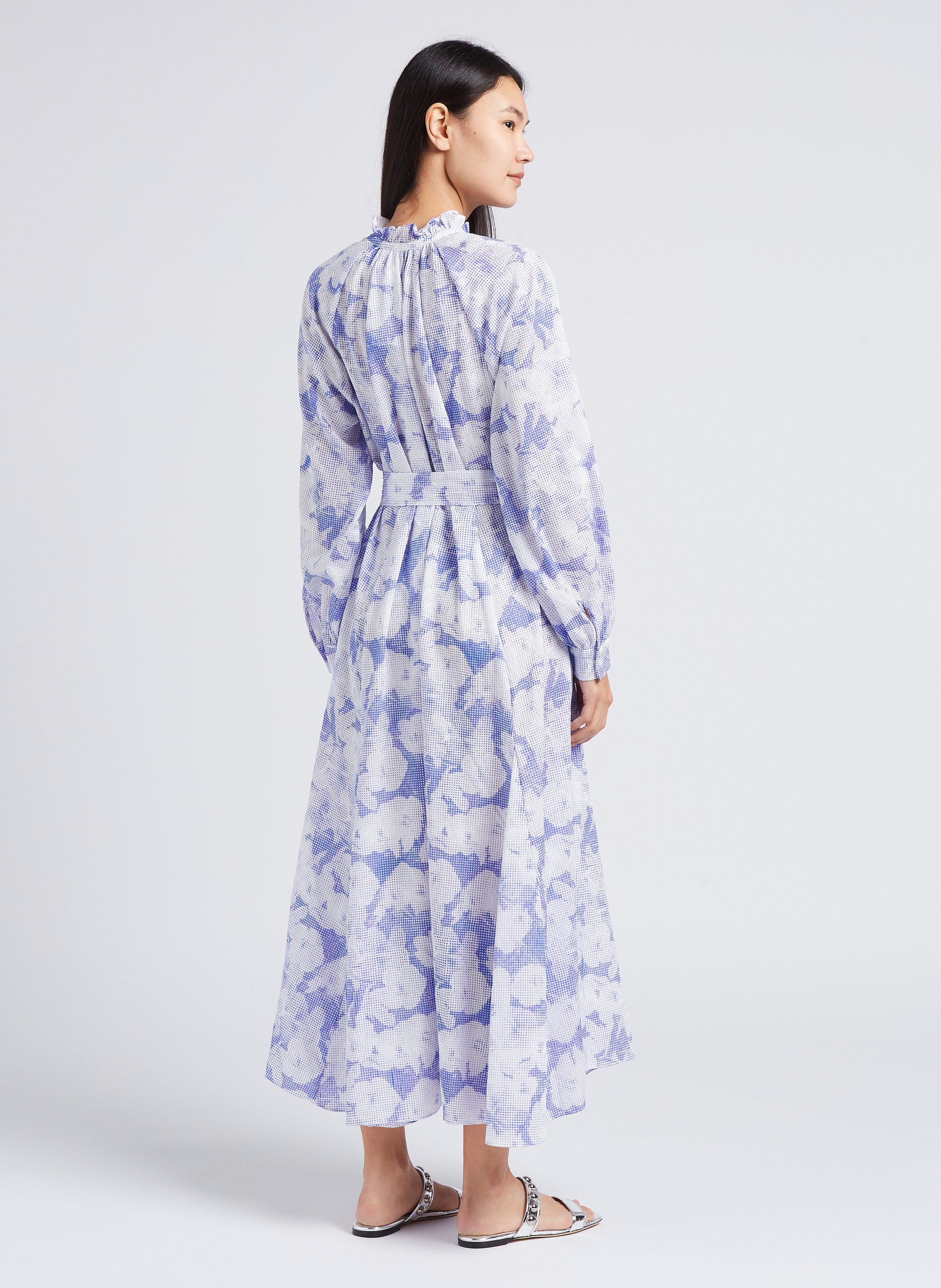 Belted printed midi dress with knotted V-neck SAMSOE SAMSOE Purple