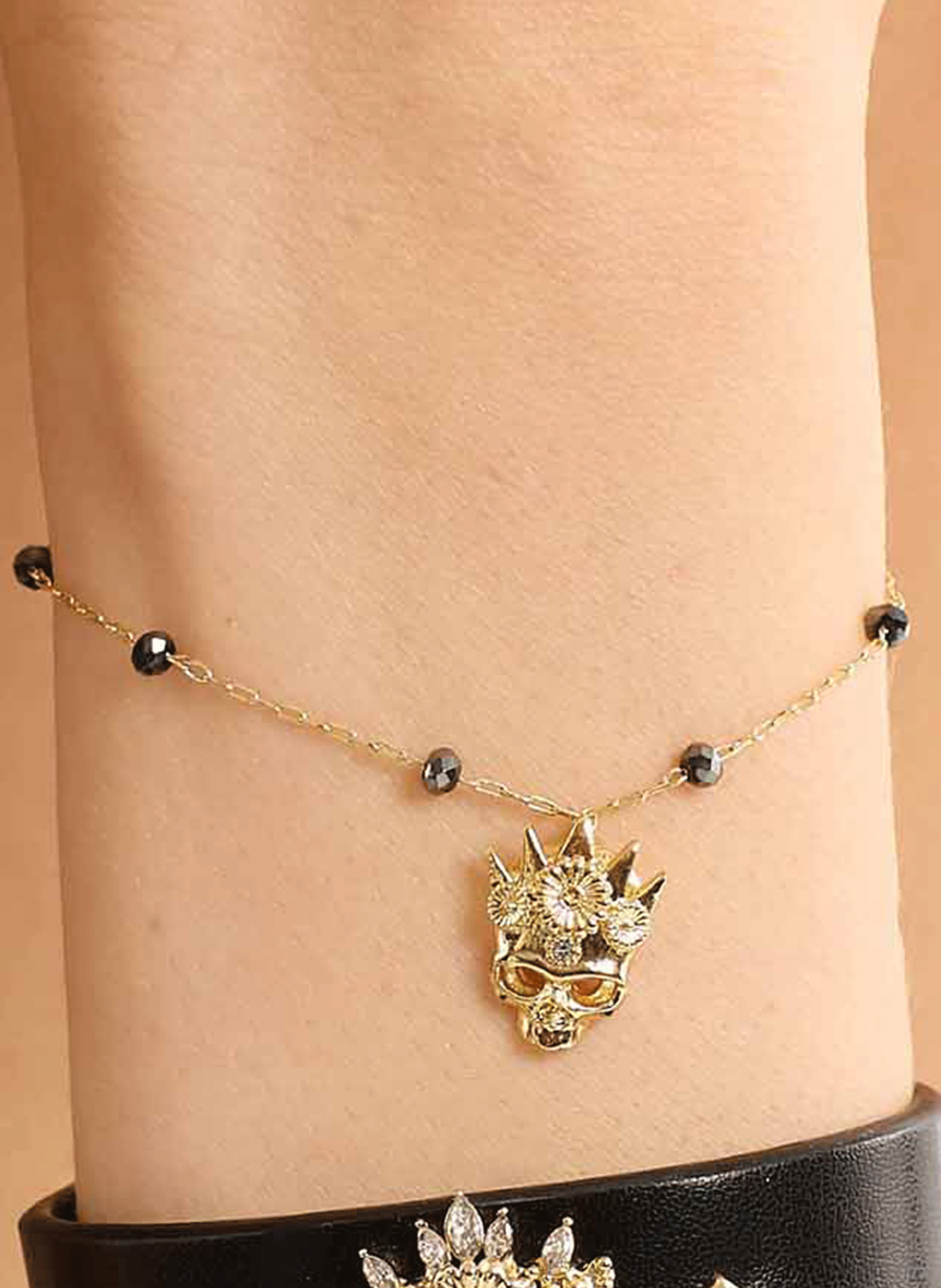 Adjustable bracelet with beads and charm HIPANEMA Golden