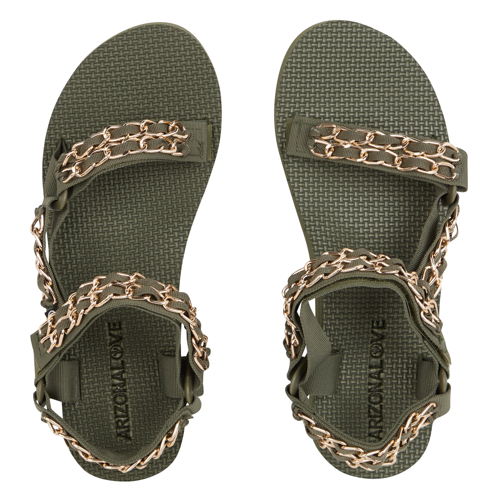 Sandales plates à scratch ARIZONA LOVE Kaki