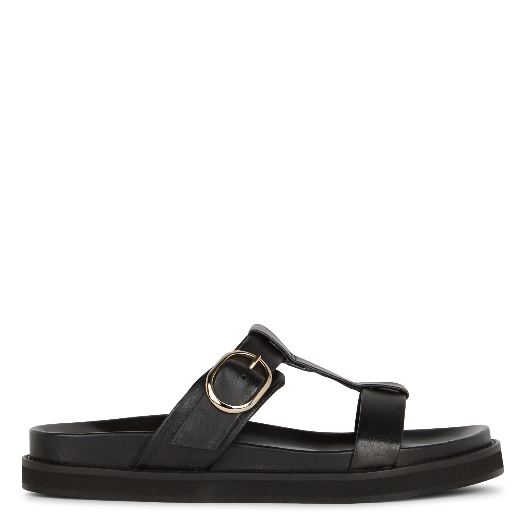 Aouda flat leather sandals BOBBIES Black