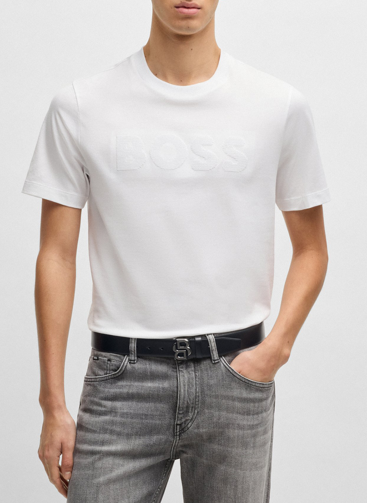 Buckled leather belt BOSS Black