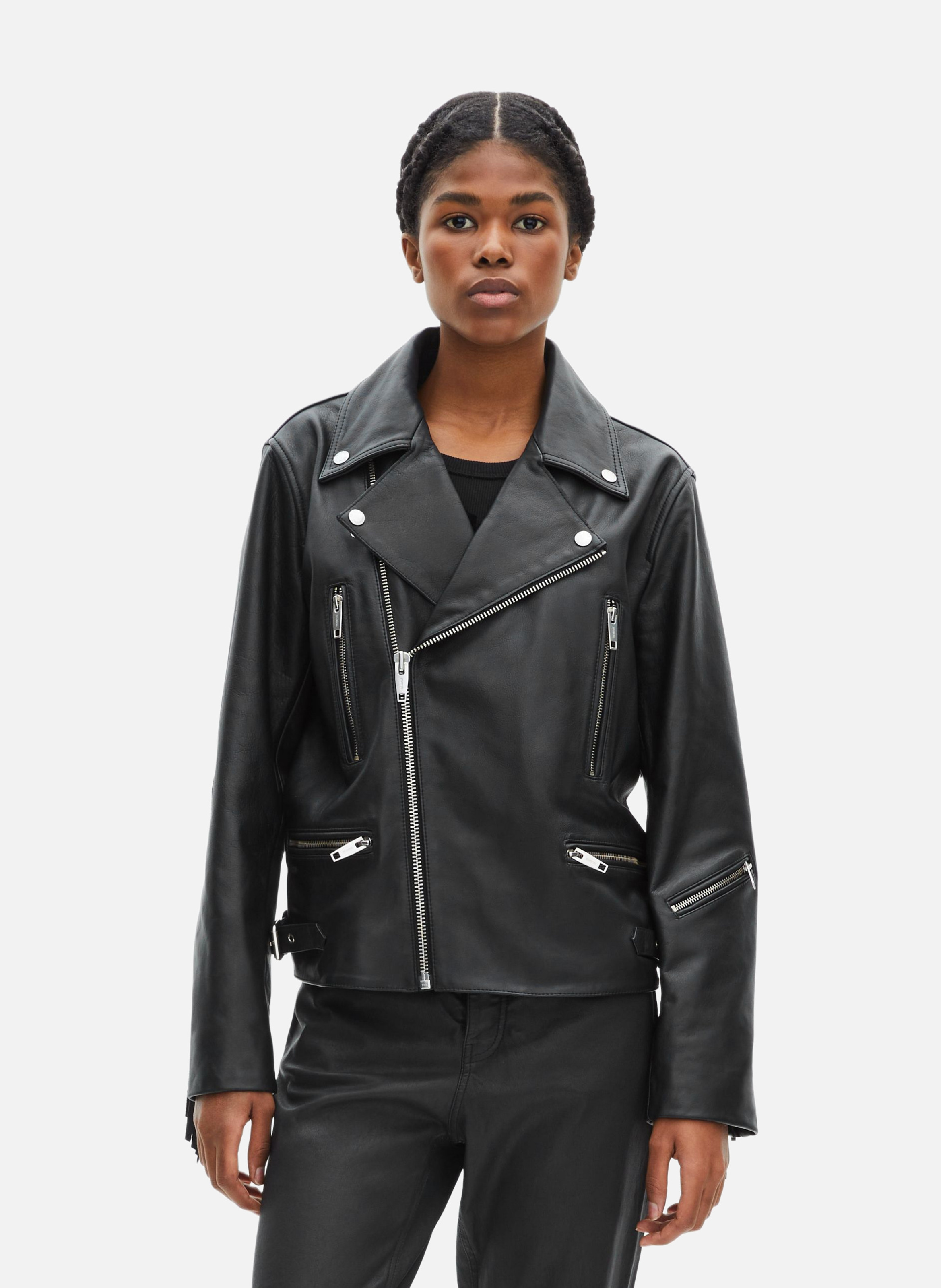 Leather fringed jacket THE KOOPLES Black