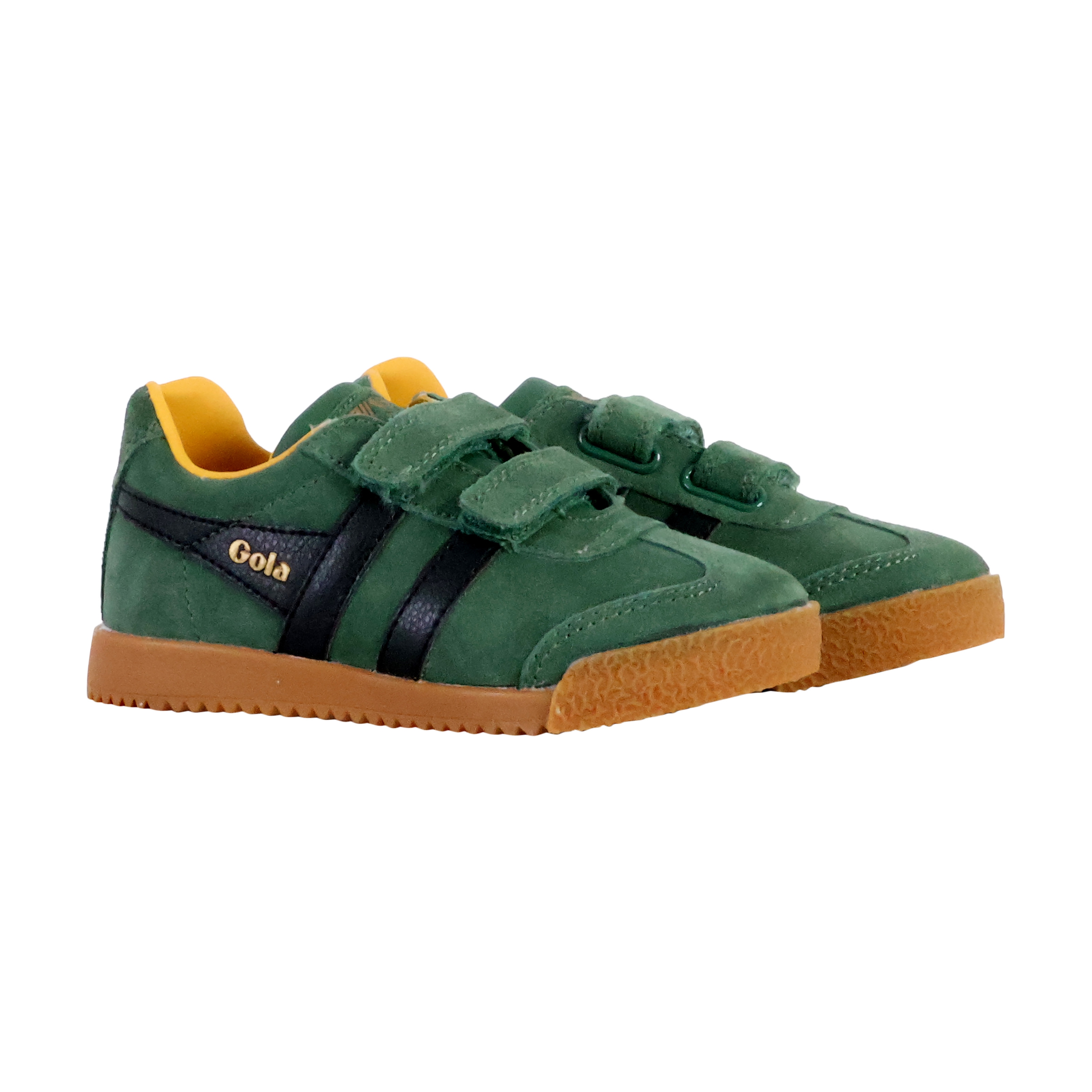 Children's leather sneakers with barrier strap Green