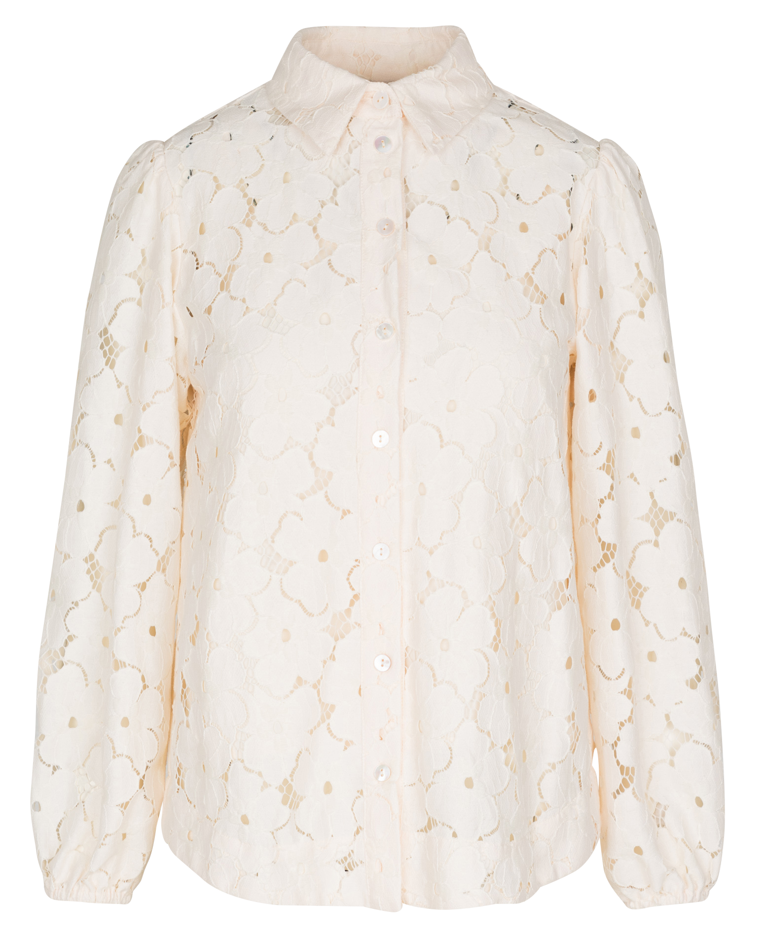 Rechte blouse met kant SUNCOO Wit