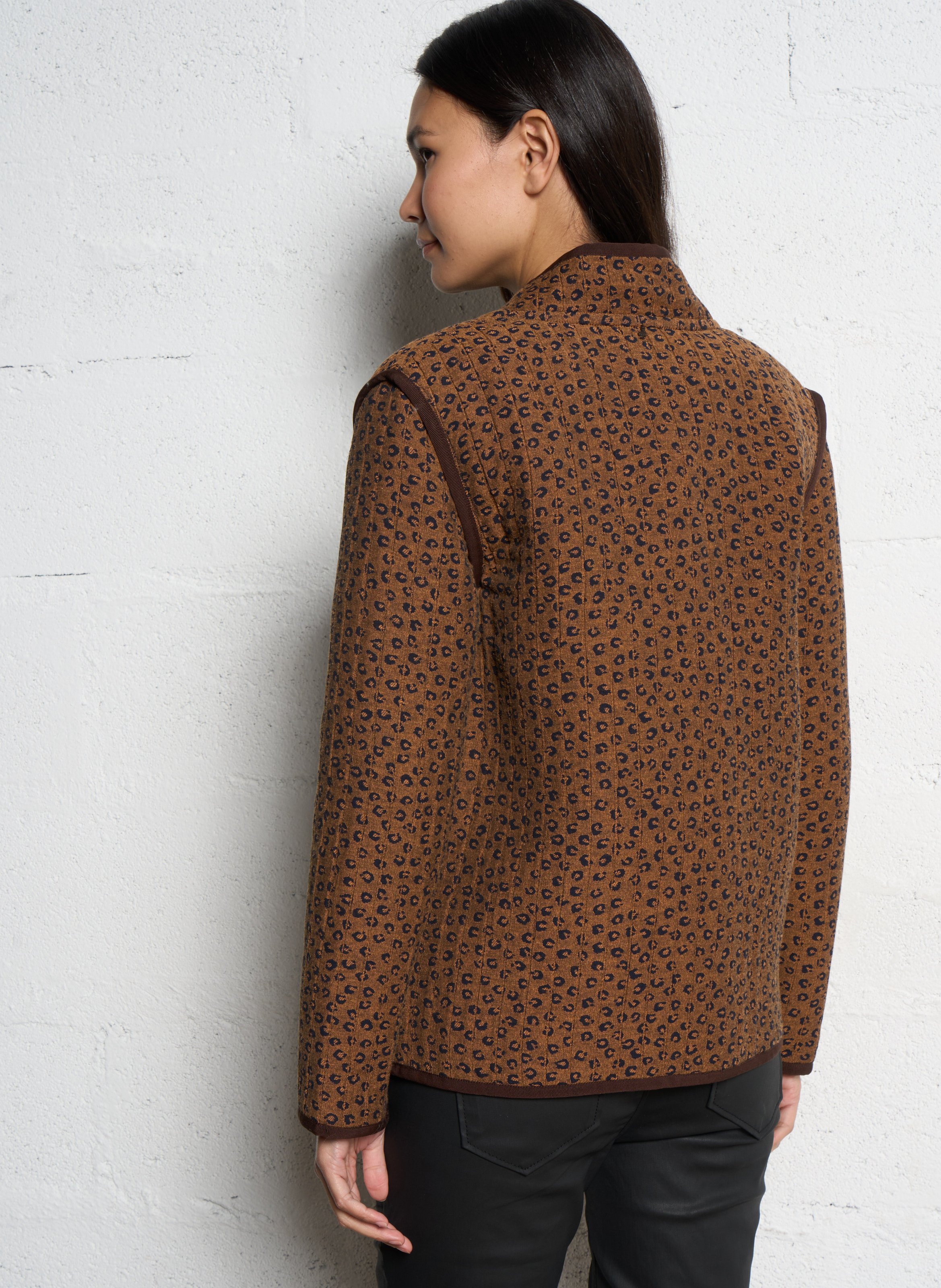 Gerader Blouson aus bedruckter Baumwollmischung ONE STEP Braun