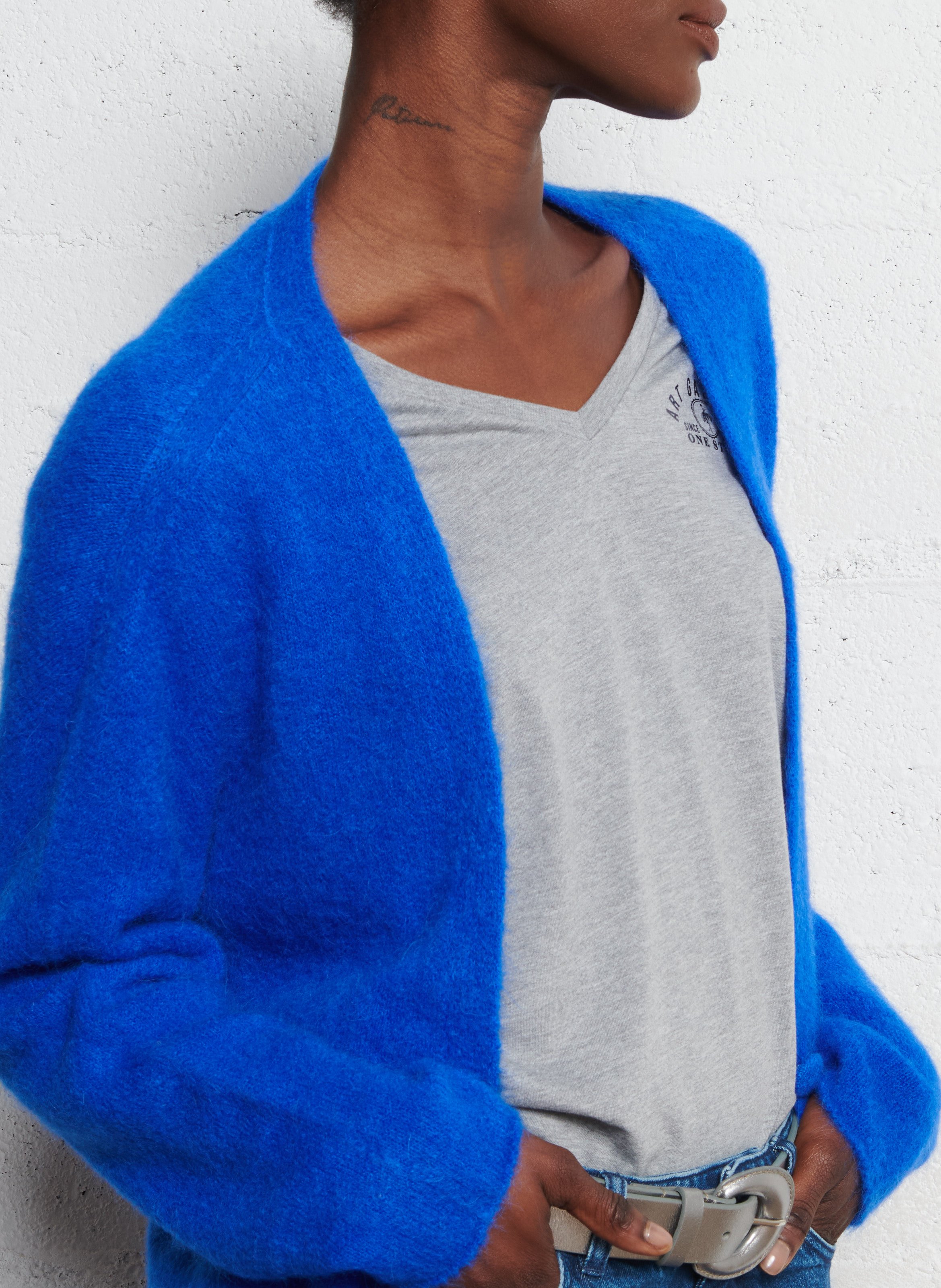 Oversized alpaca blend vest ONE STEP Blue