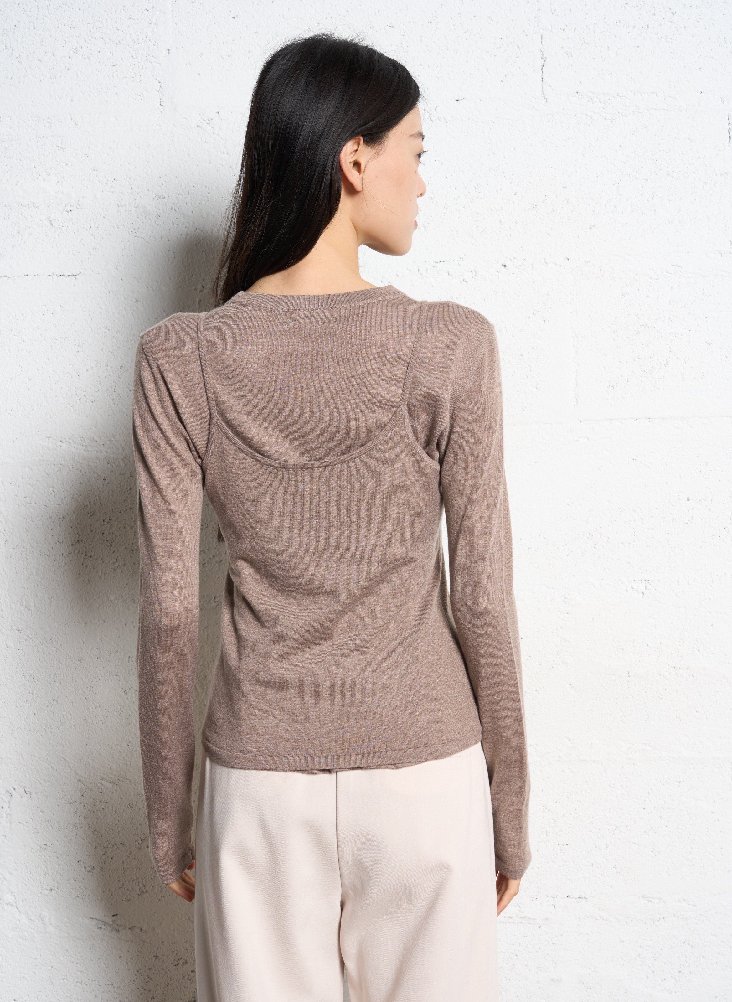 Pull droit col rond SUNCOO Marron