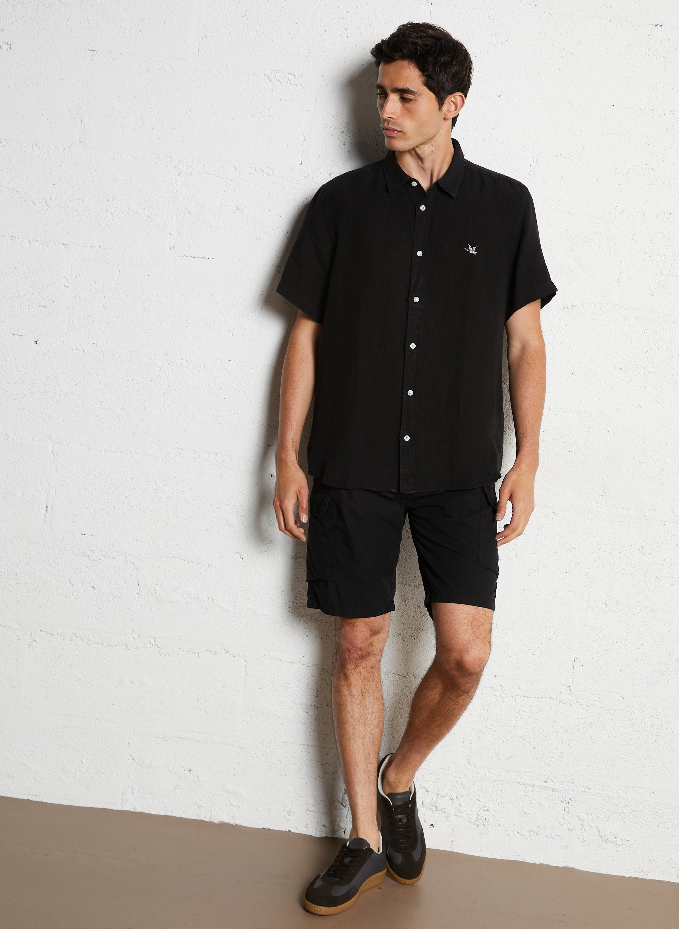 Low-top leather mix sneakers SELECTED Brown