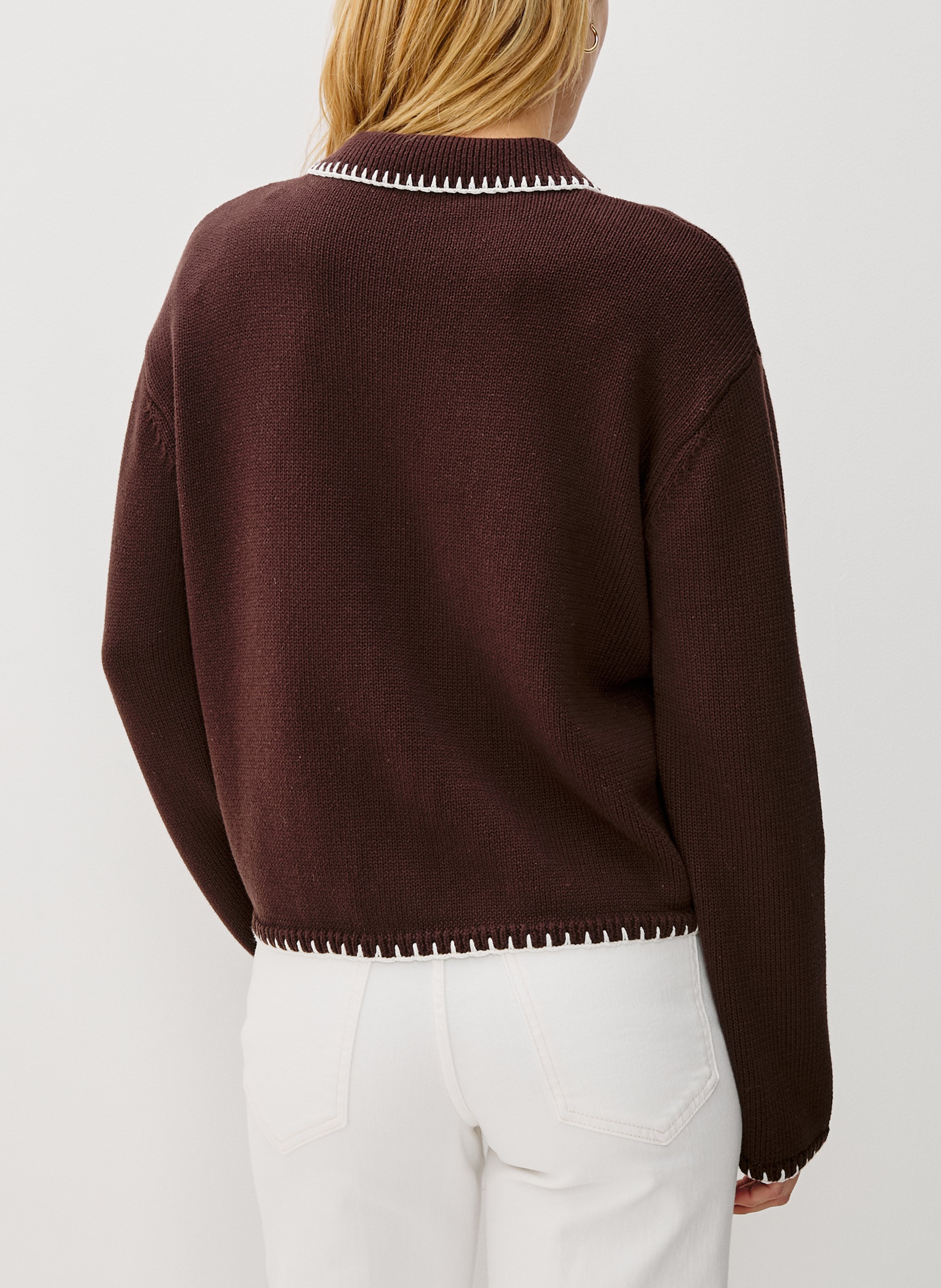 Cardigan ample boutonné en coton RAILS Marron