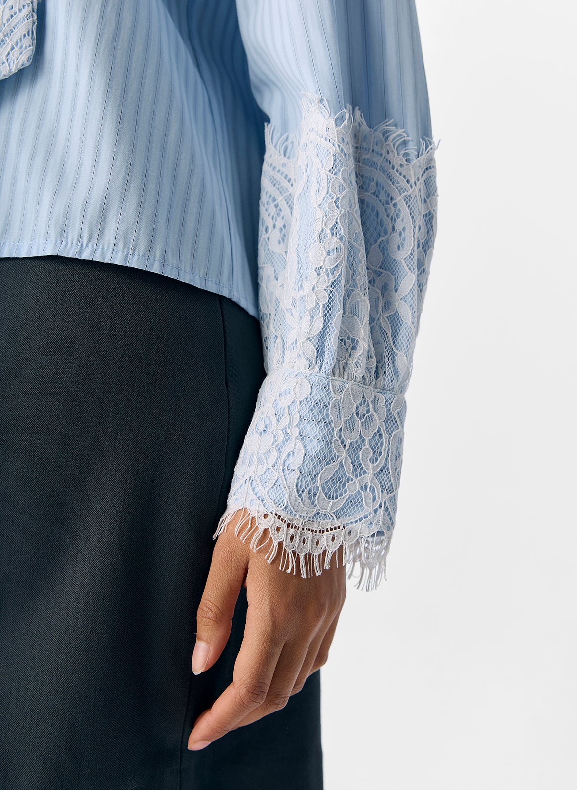 Blouse col lavallière à rayures OBJECT Bleu