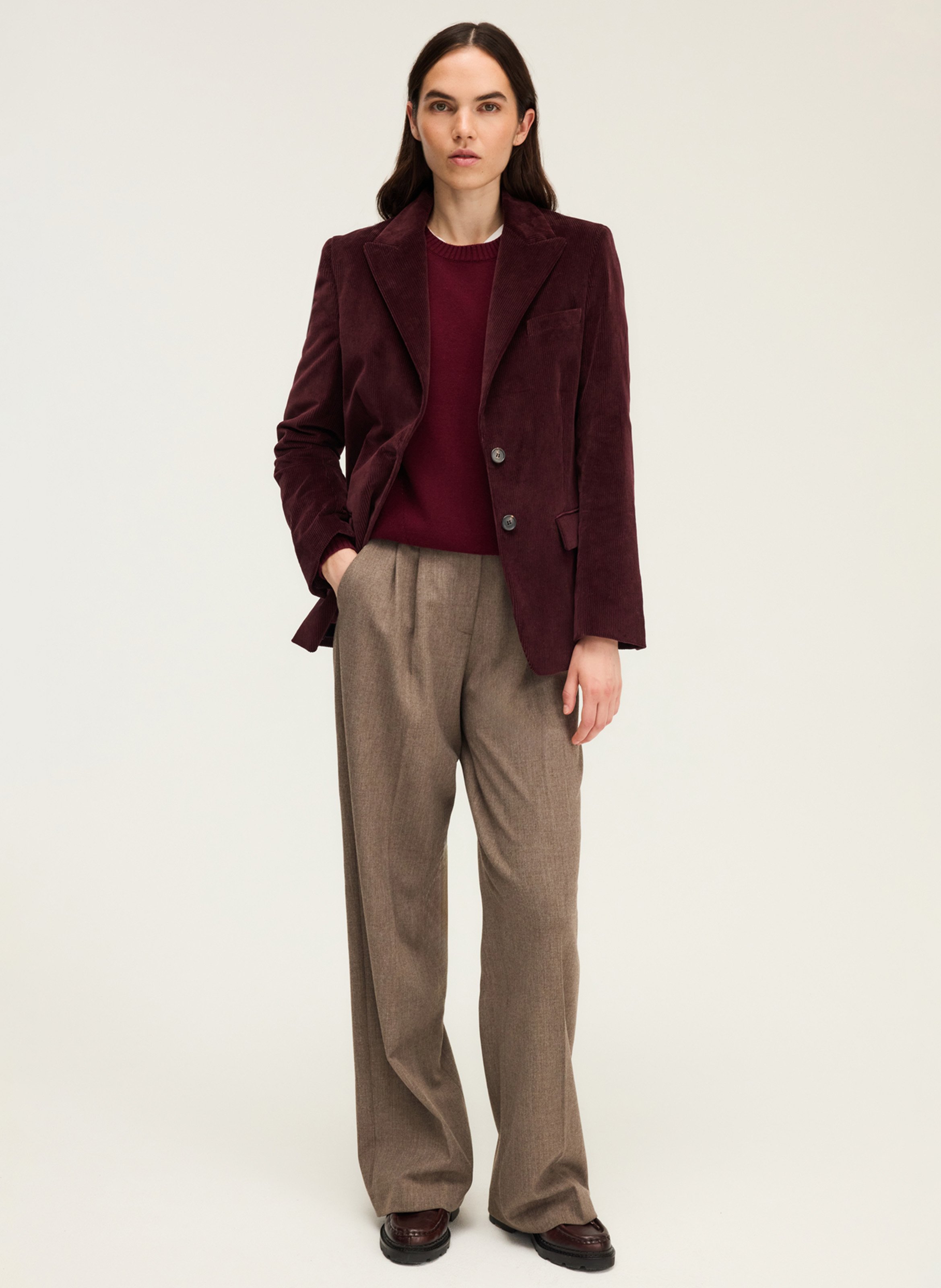 Veste de tailleur en velours côtelé PABLO Rouge