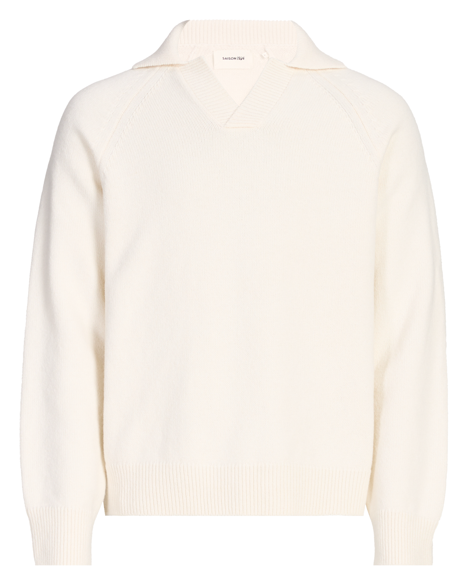 Straight wool sweater with polo collar SAISON 1865 Beige