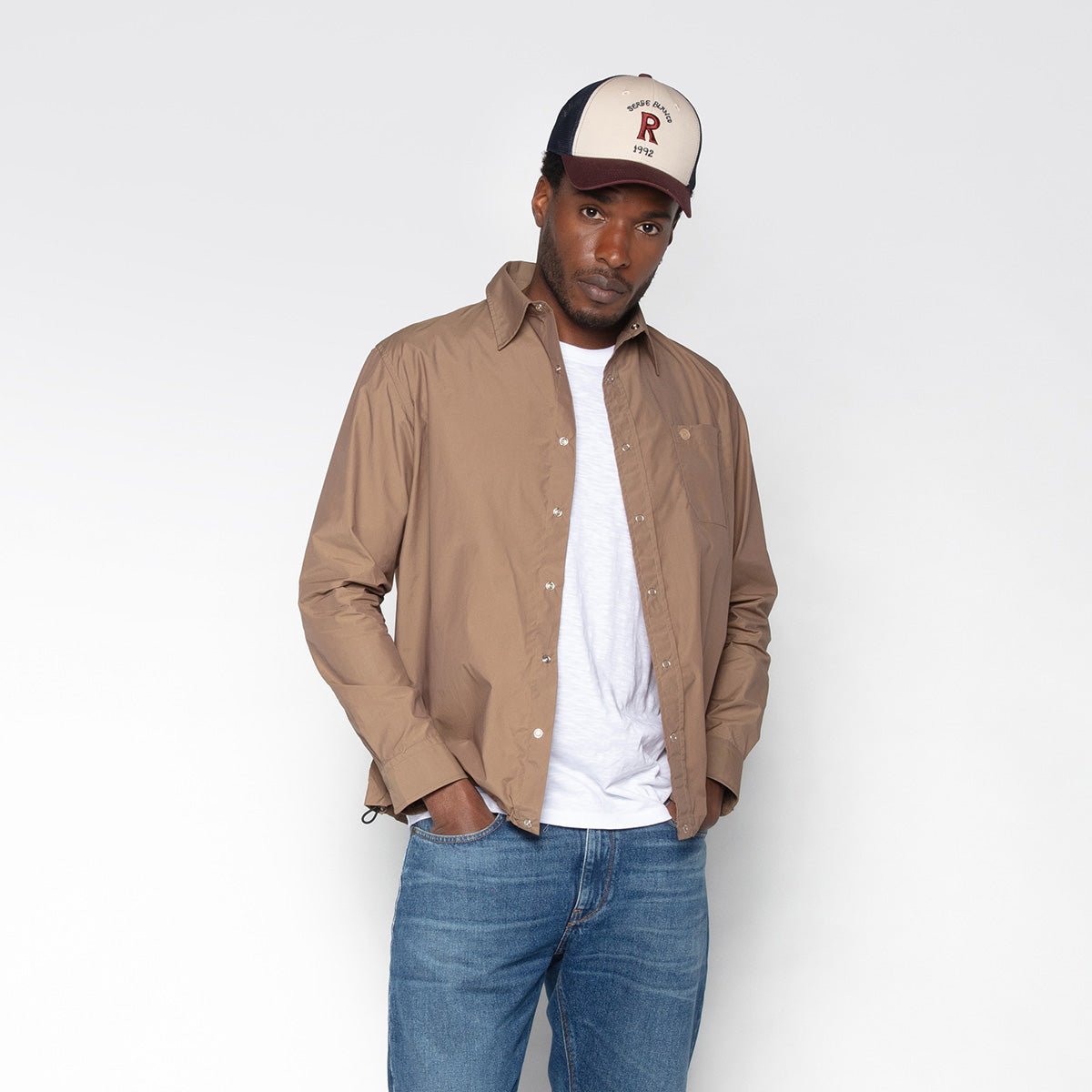 Long-sleeved nylon shirt Brown