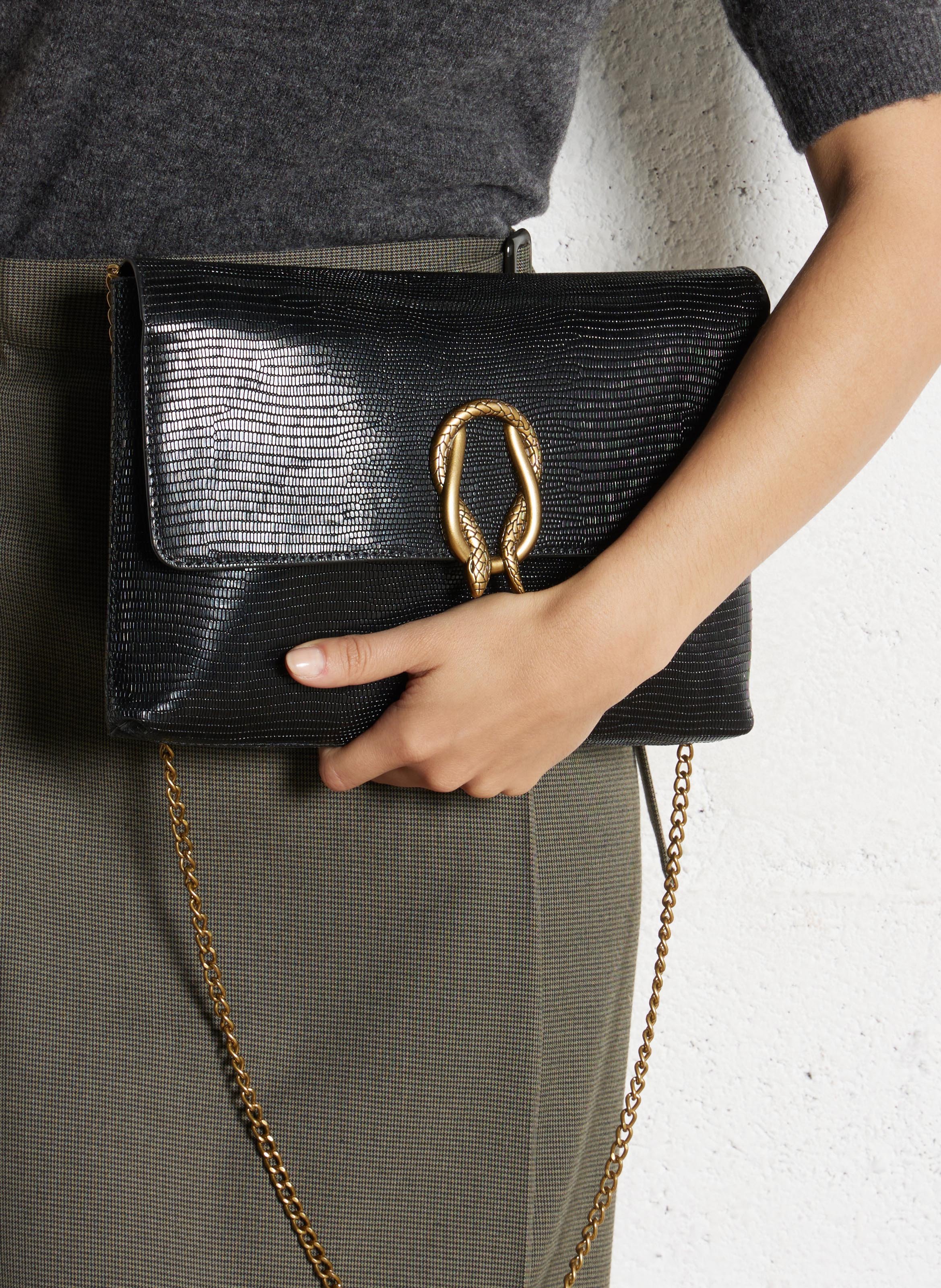 Pochette de soirée en cuir MAISON 123 Noir