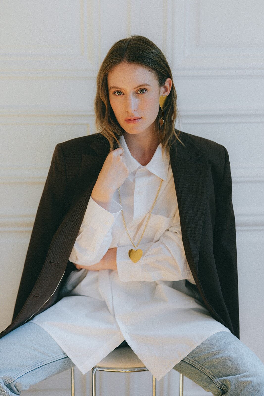 Silver plated heart pendant MONSIEUR SIMONE Silver