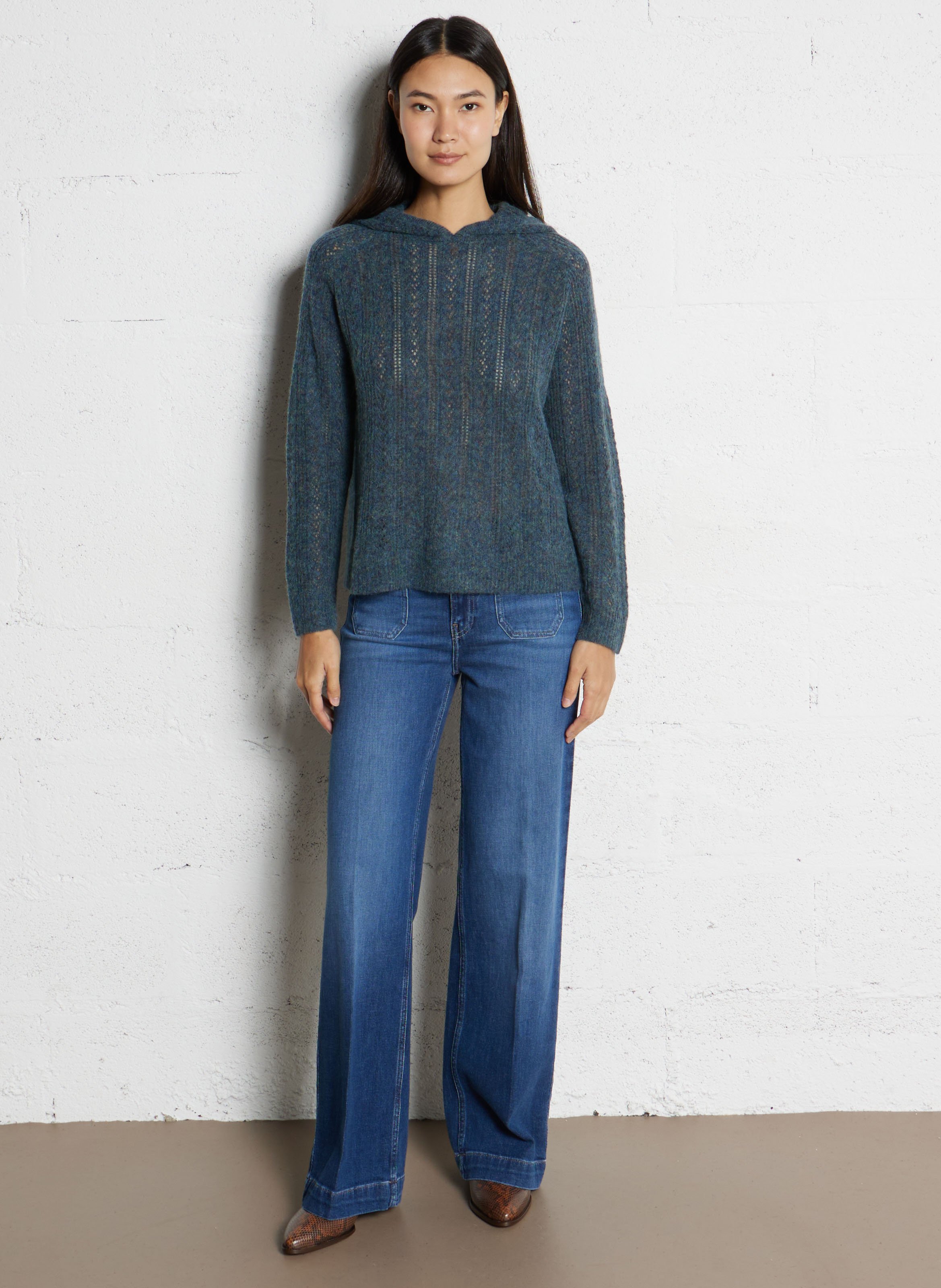 Cotton-blend wide-leg jeans MAISON 123 Blue