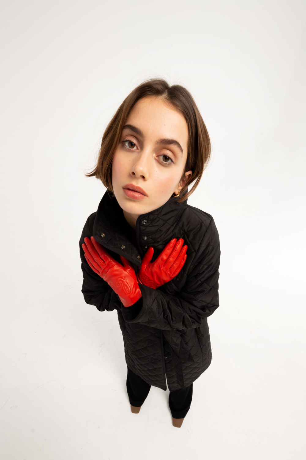 Silk-lined leather gloves. AGNELLE Red