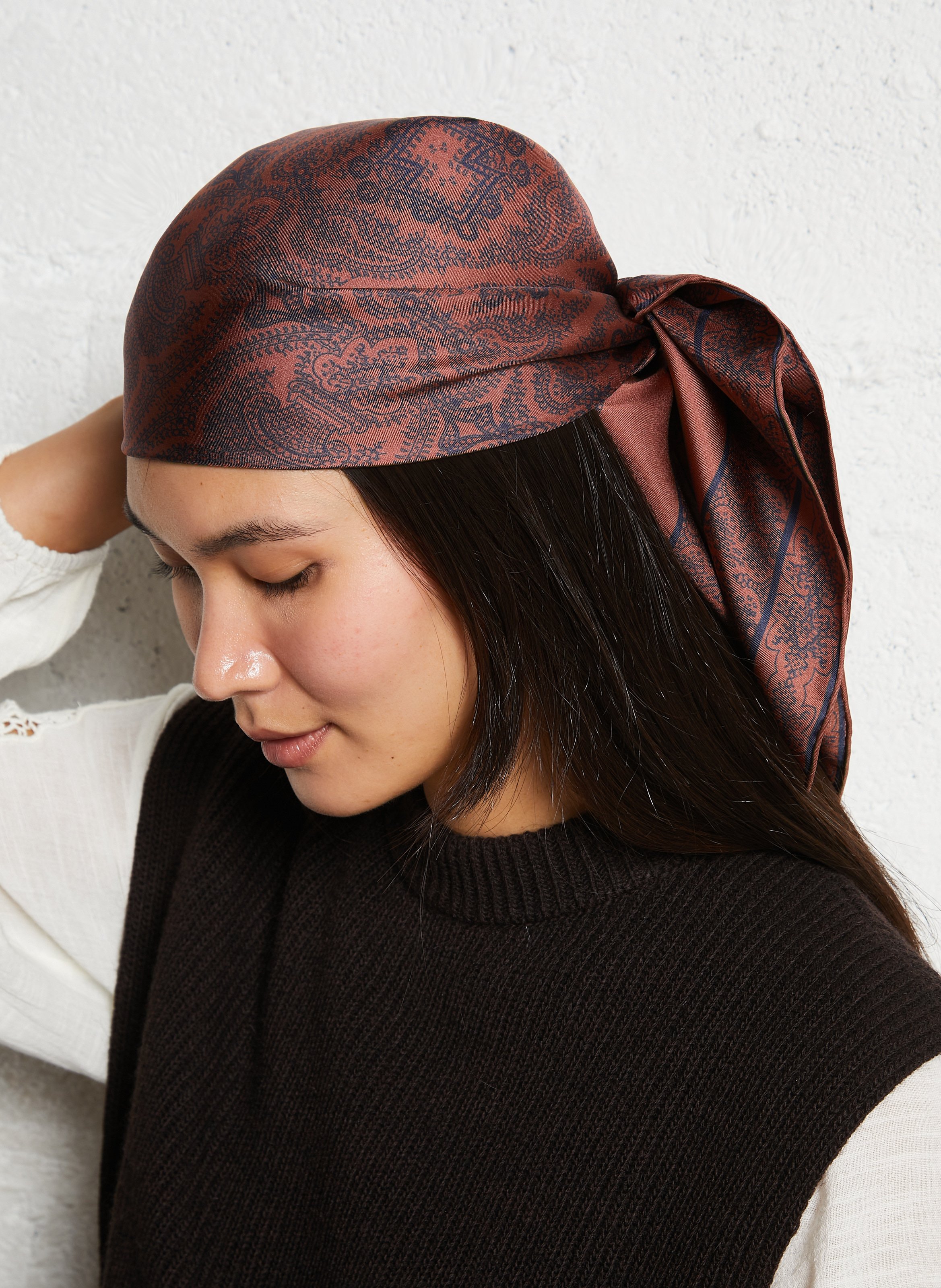 Attitude printed silk scarf MAISON 123 Beige