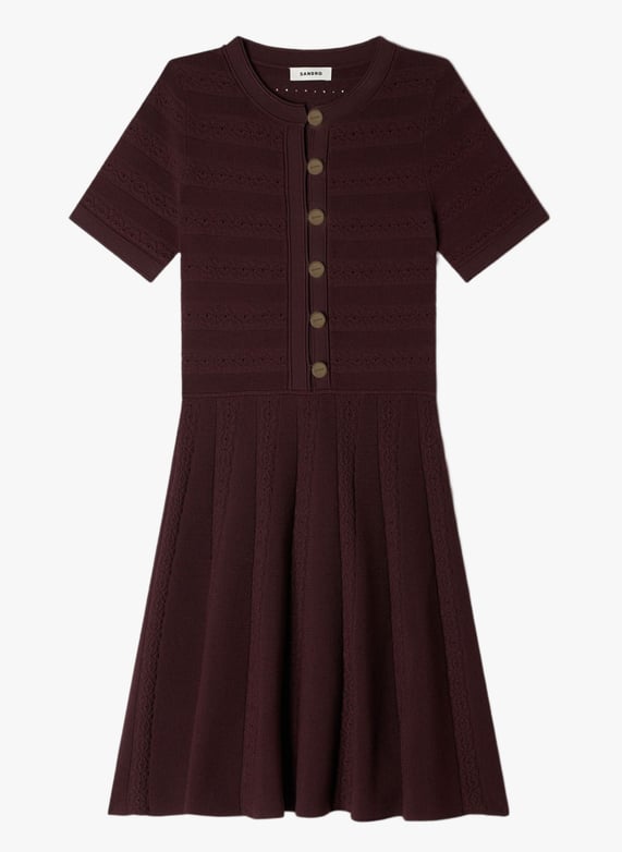 Flared short knit dress Brown Sandro - Women | Place des Tendances Flared short knit dress Brown Sandro - Women | Place des Tendances