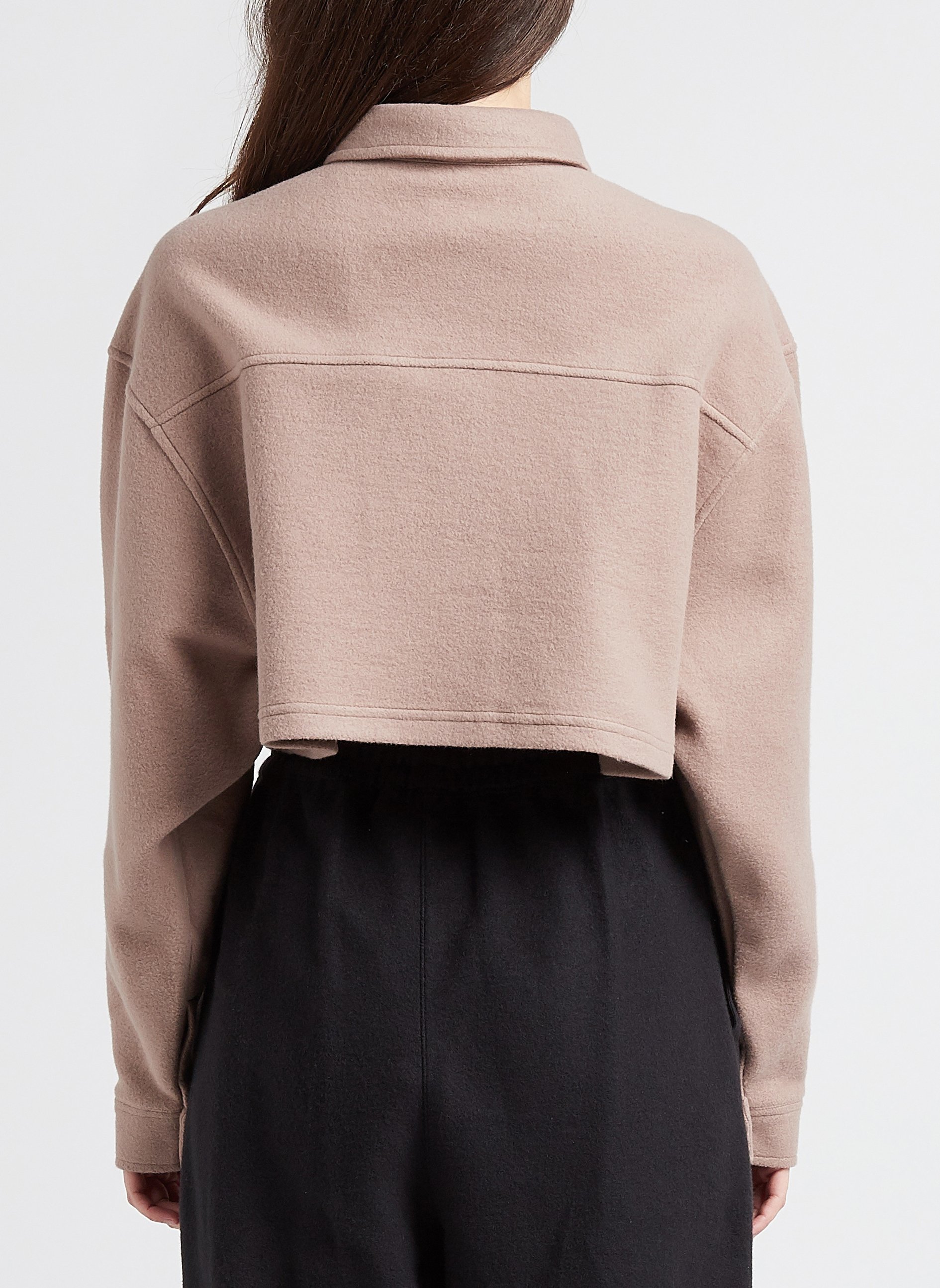 Cropped sweatshirt fabric cardigan with classic collar REEBOK Beige