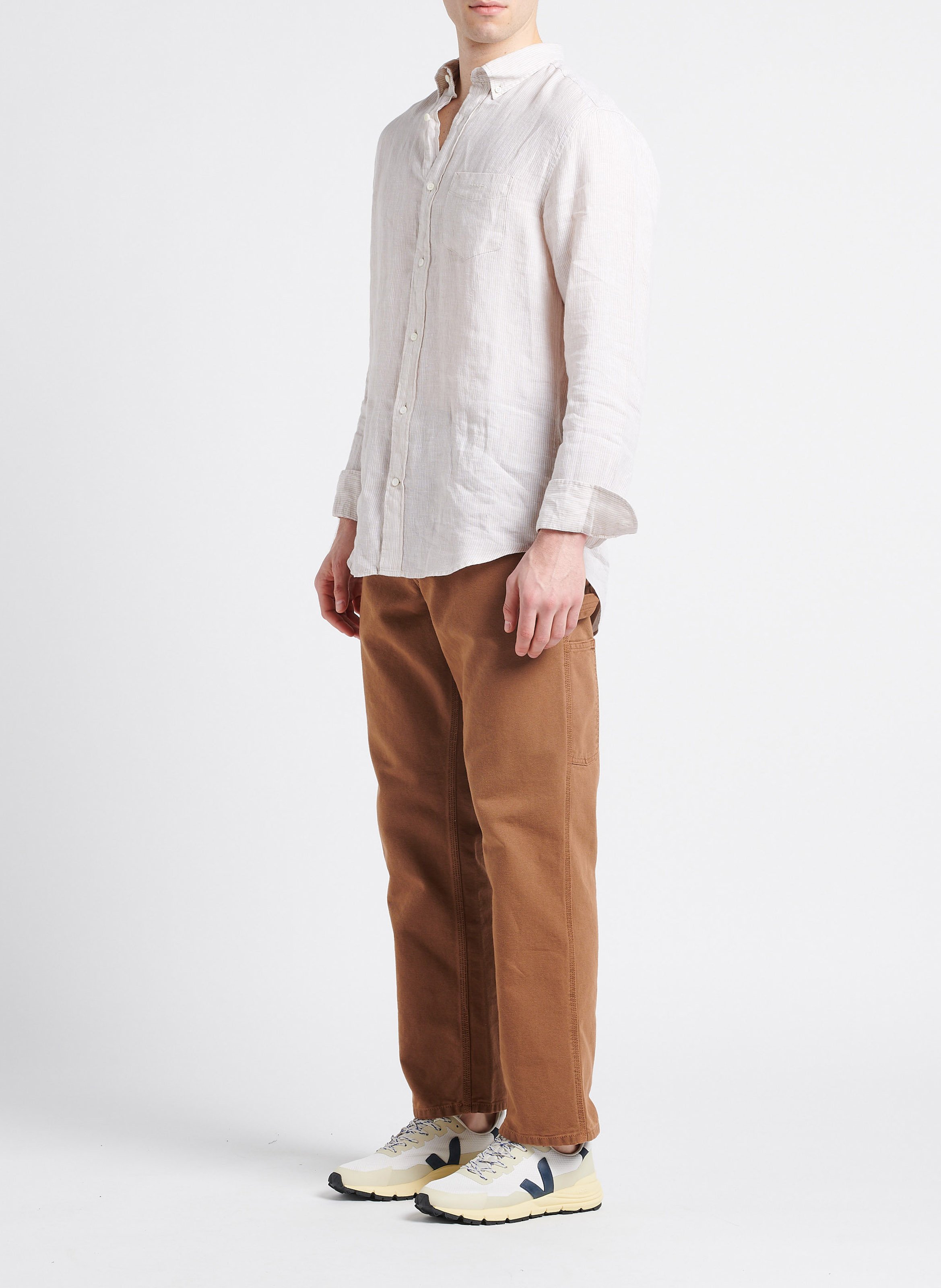 Regular-fit striped linen shirt with button-down collar GANT Grey