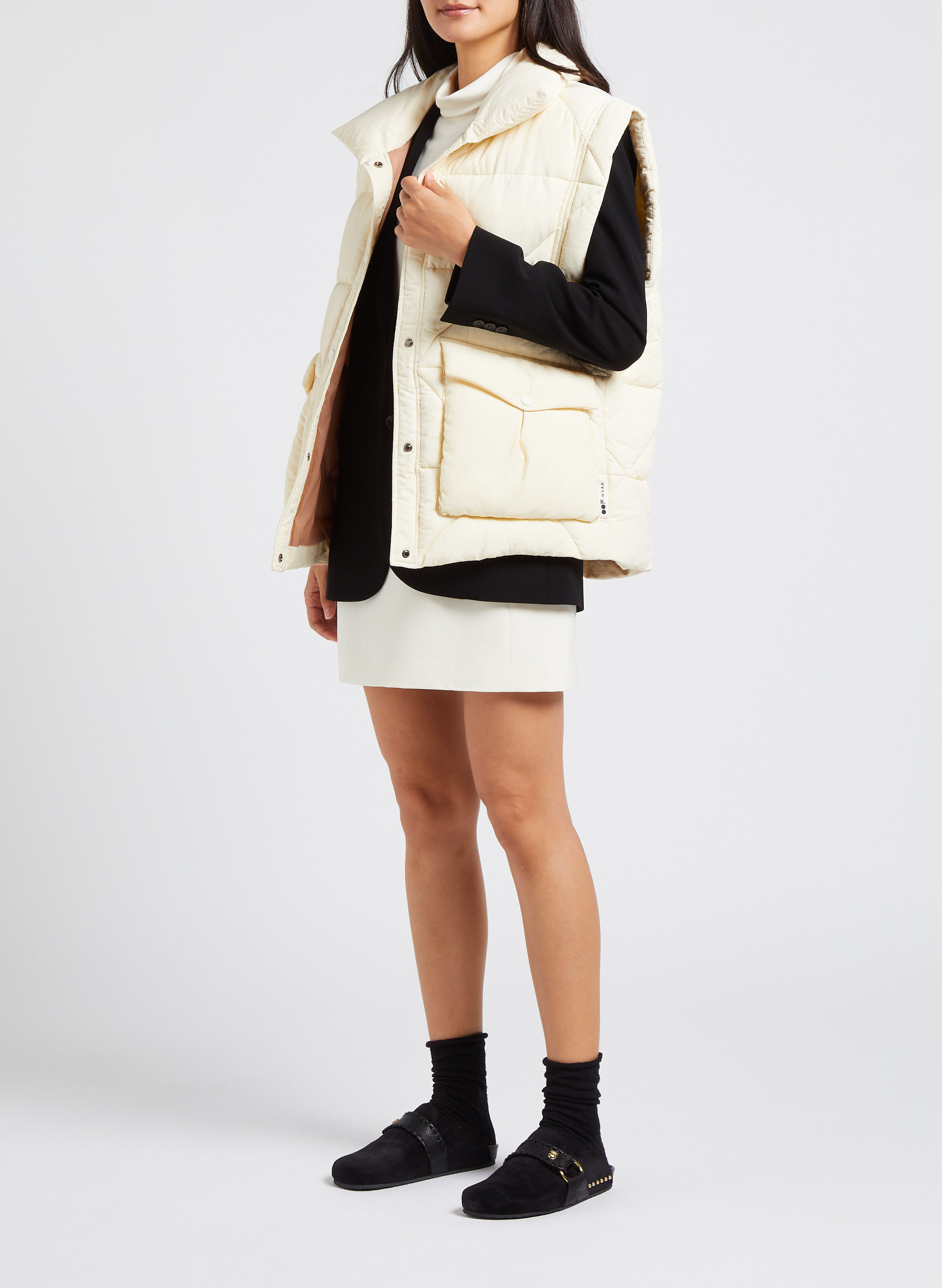 Short straight high-neck dress THEORY Beige