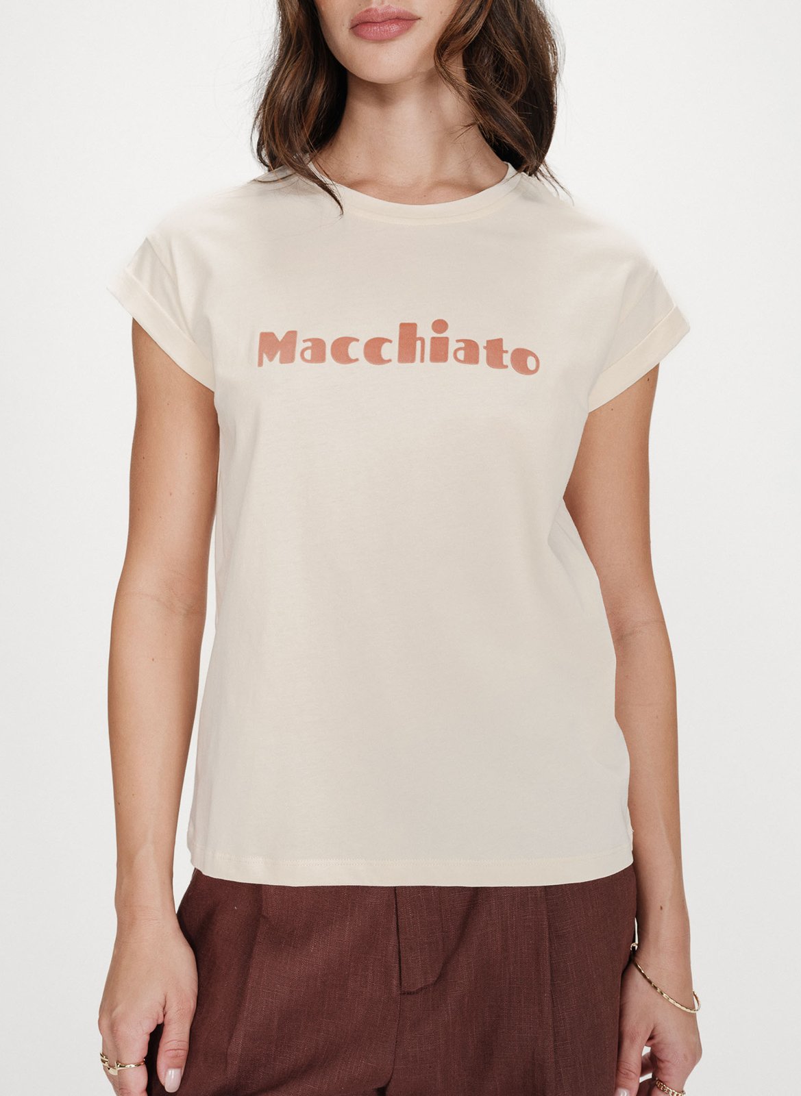 Tee-shirt col rond en coton  GRACE ET MILA Marron