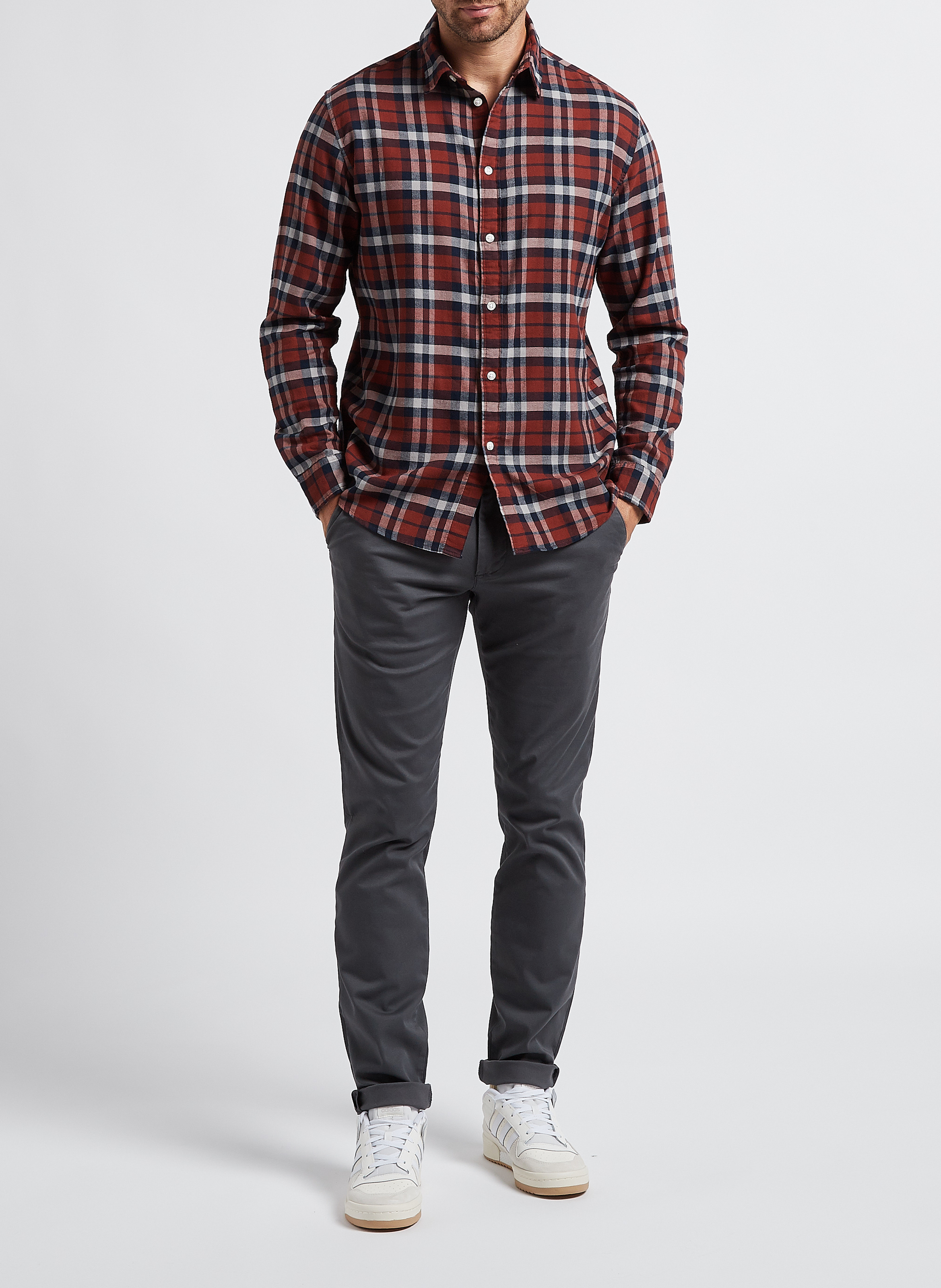 Straight shirt with classic cotton collar SELECTED Brown