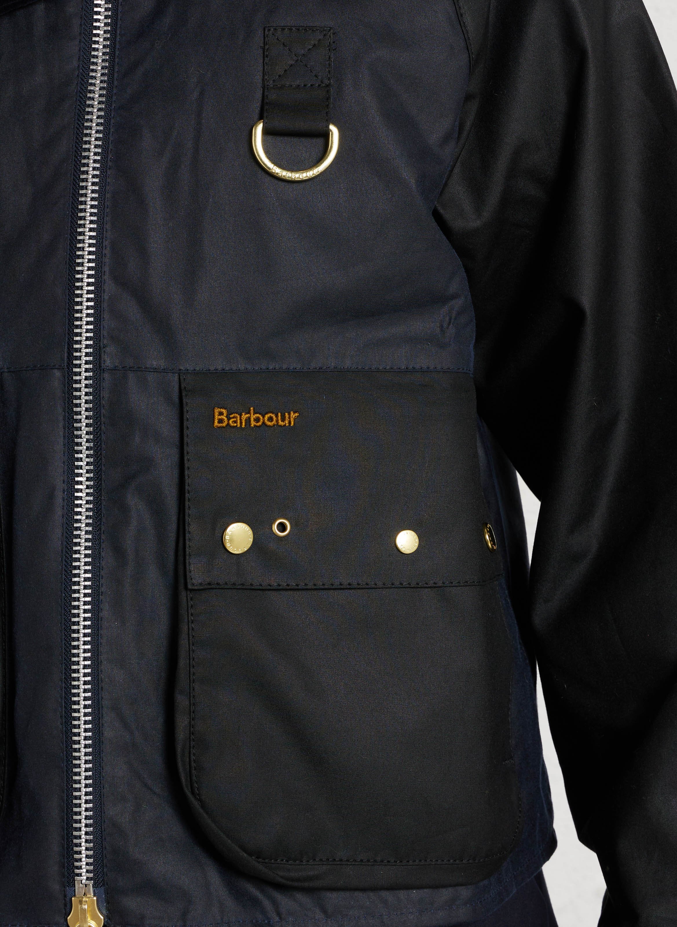 Jas met ritssluiting in gewaxt recht model BARBOUR Blauw