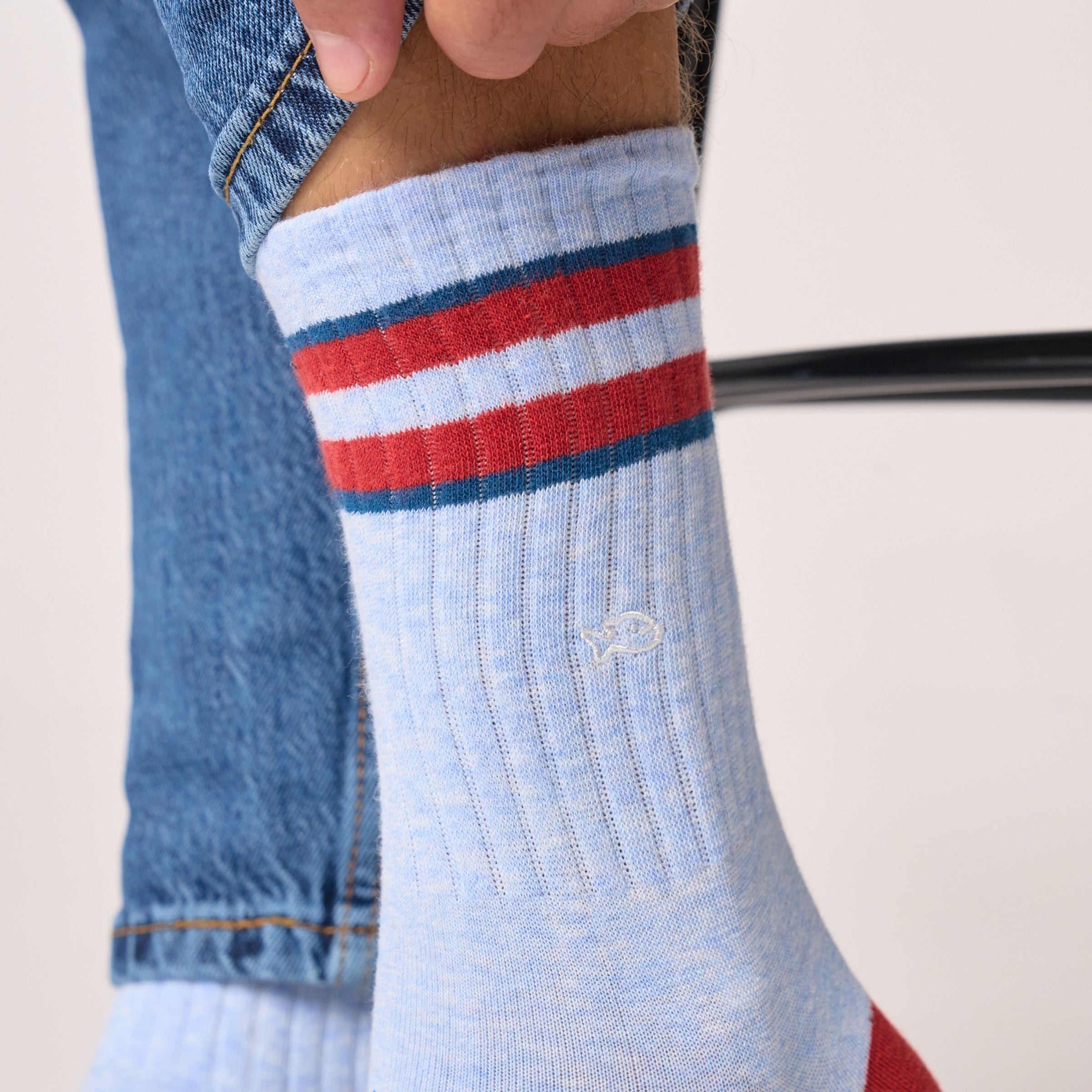 Combed cotton retro socks Blue