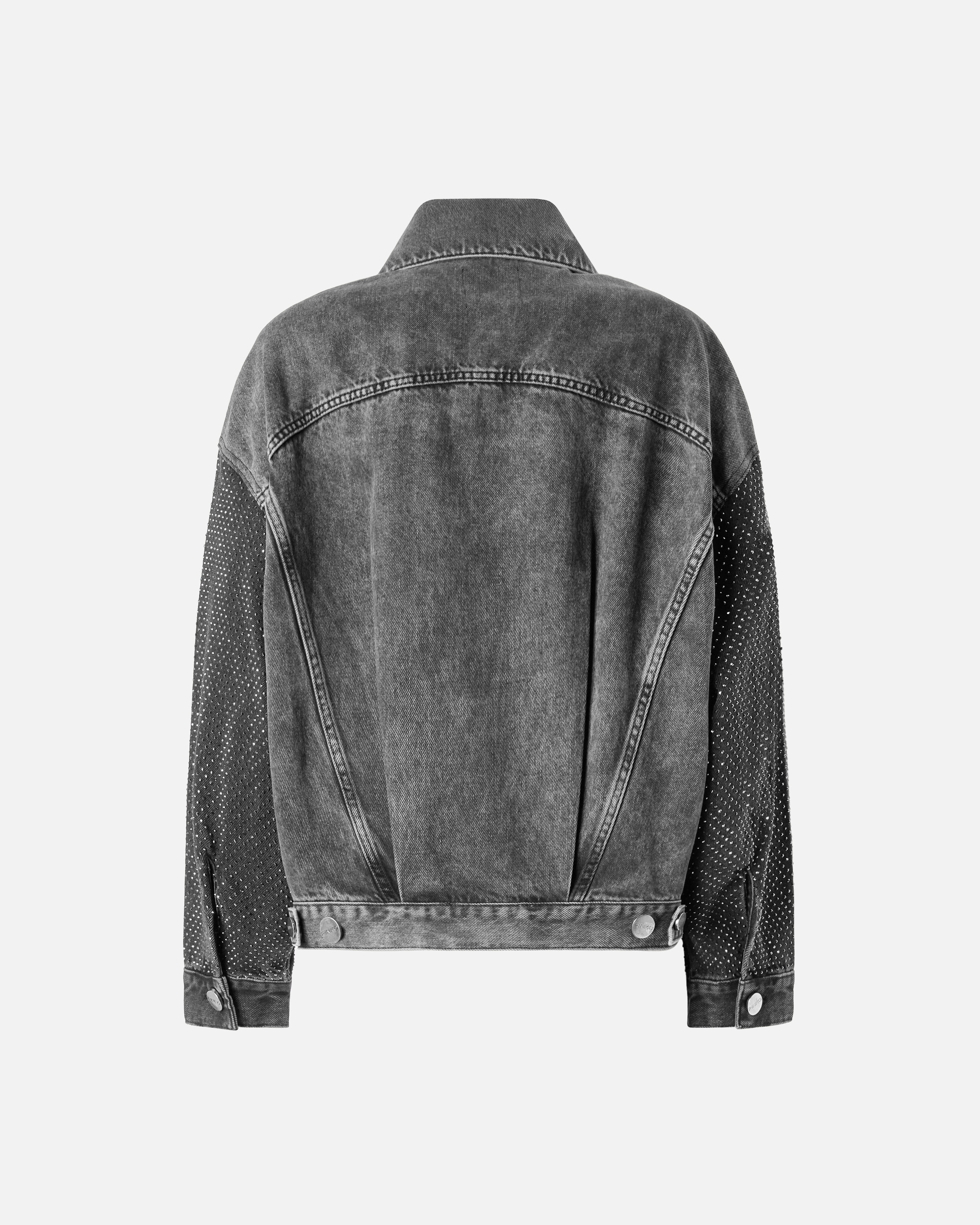 Denim trucker jacket with mini studs PINKO Grey