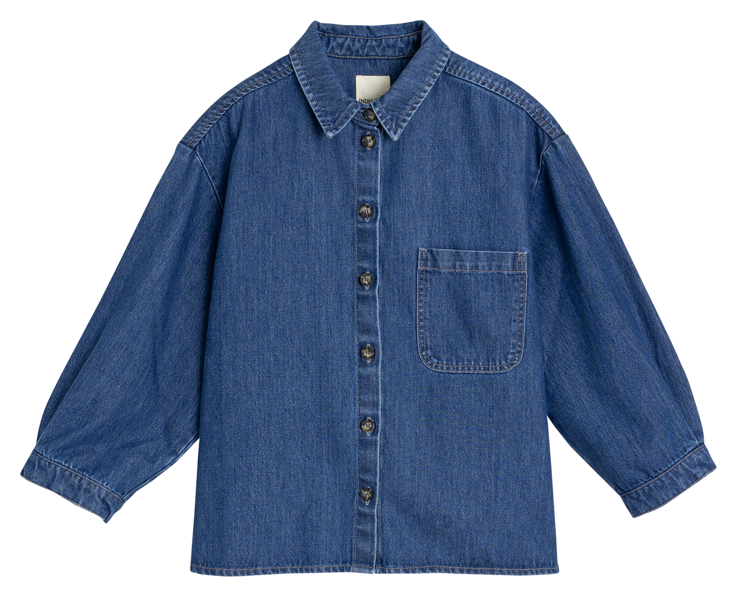 Chemise oversize en coton et lin BleuINDI & COLD