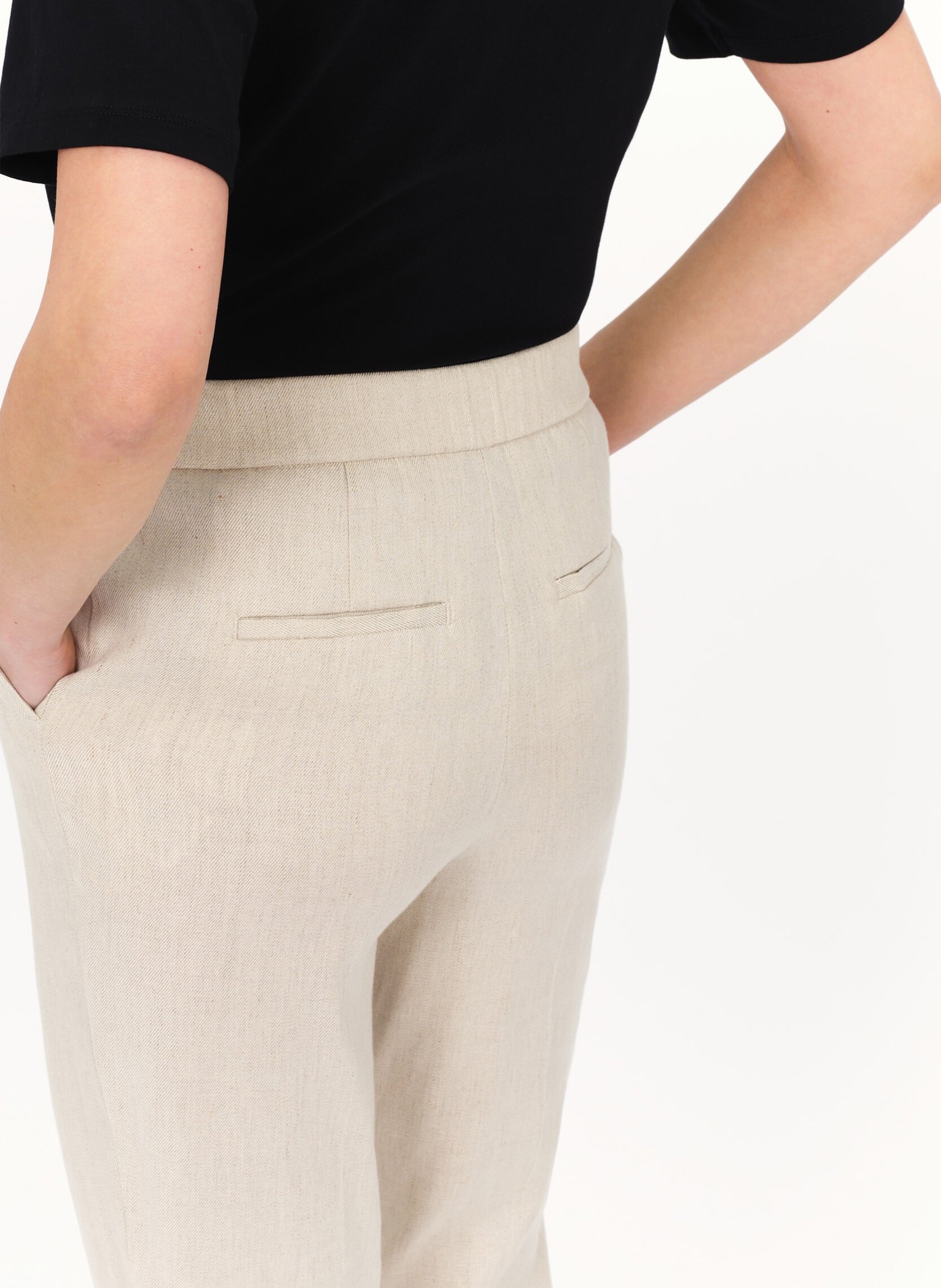 Pantalon cigarette en lin mélangé CAROLL Beige