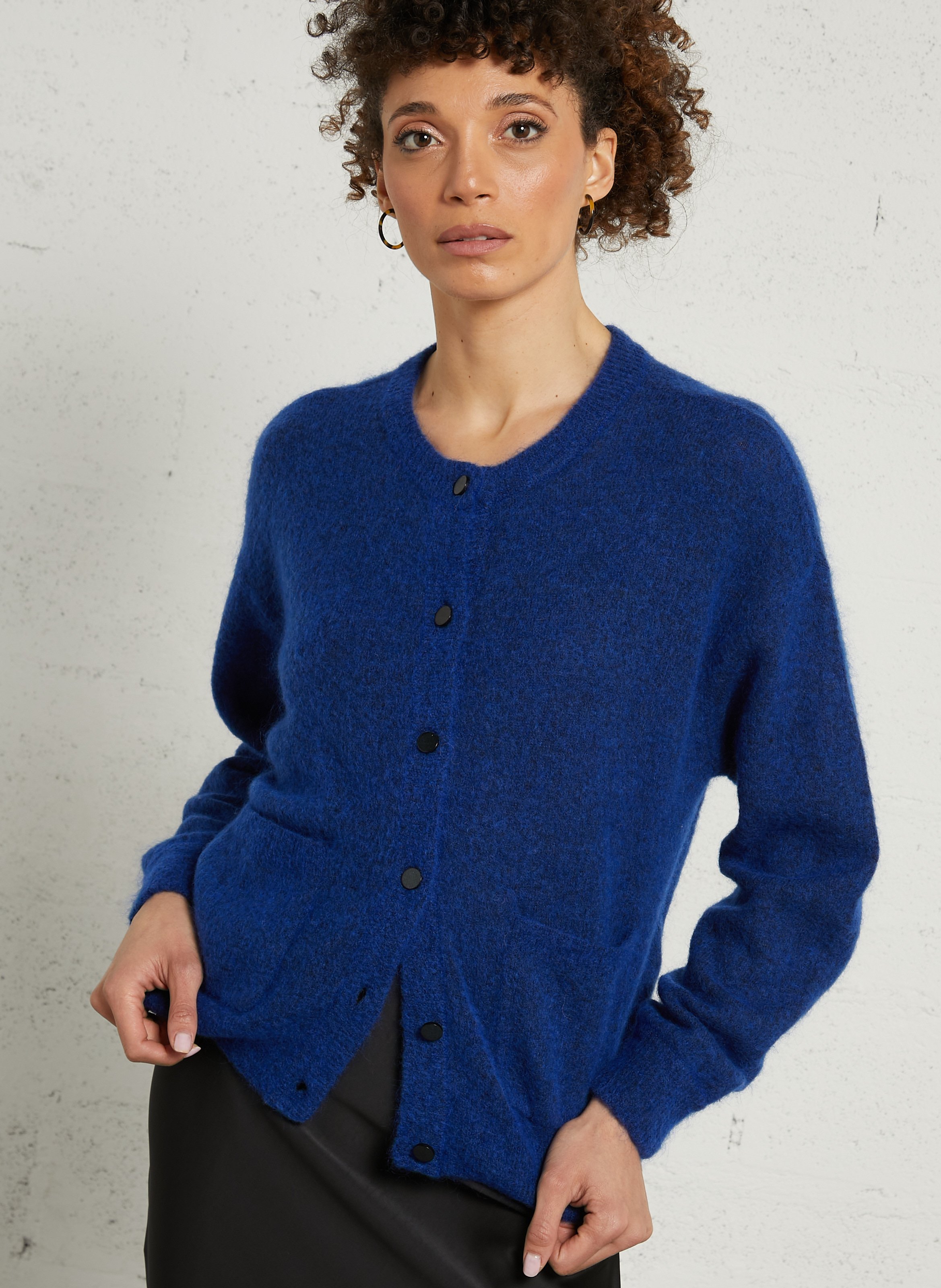 Gilet ample col rond en mohair mélangé DES PETITS HAUTS