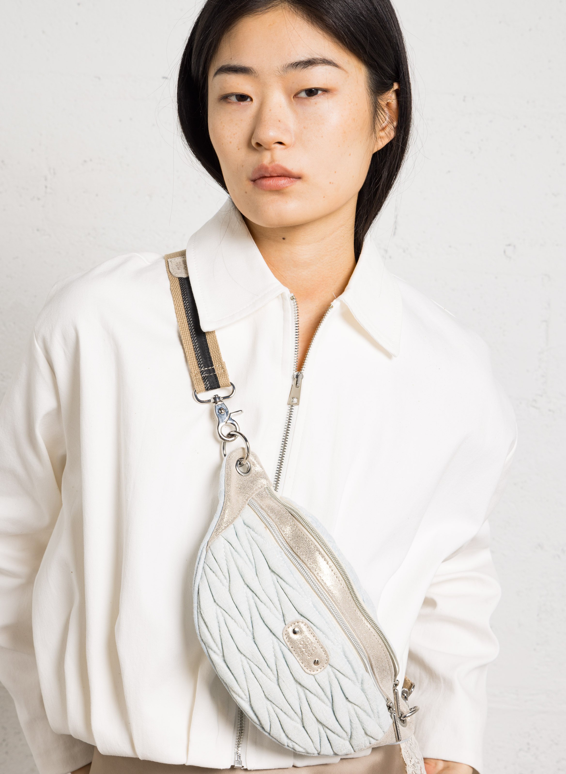 Sac banane effet denim MILA LOUISE Blanc