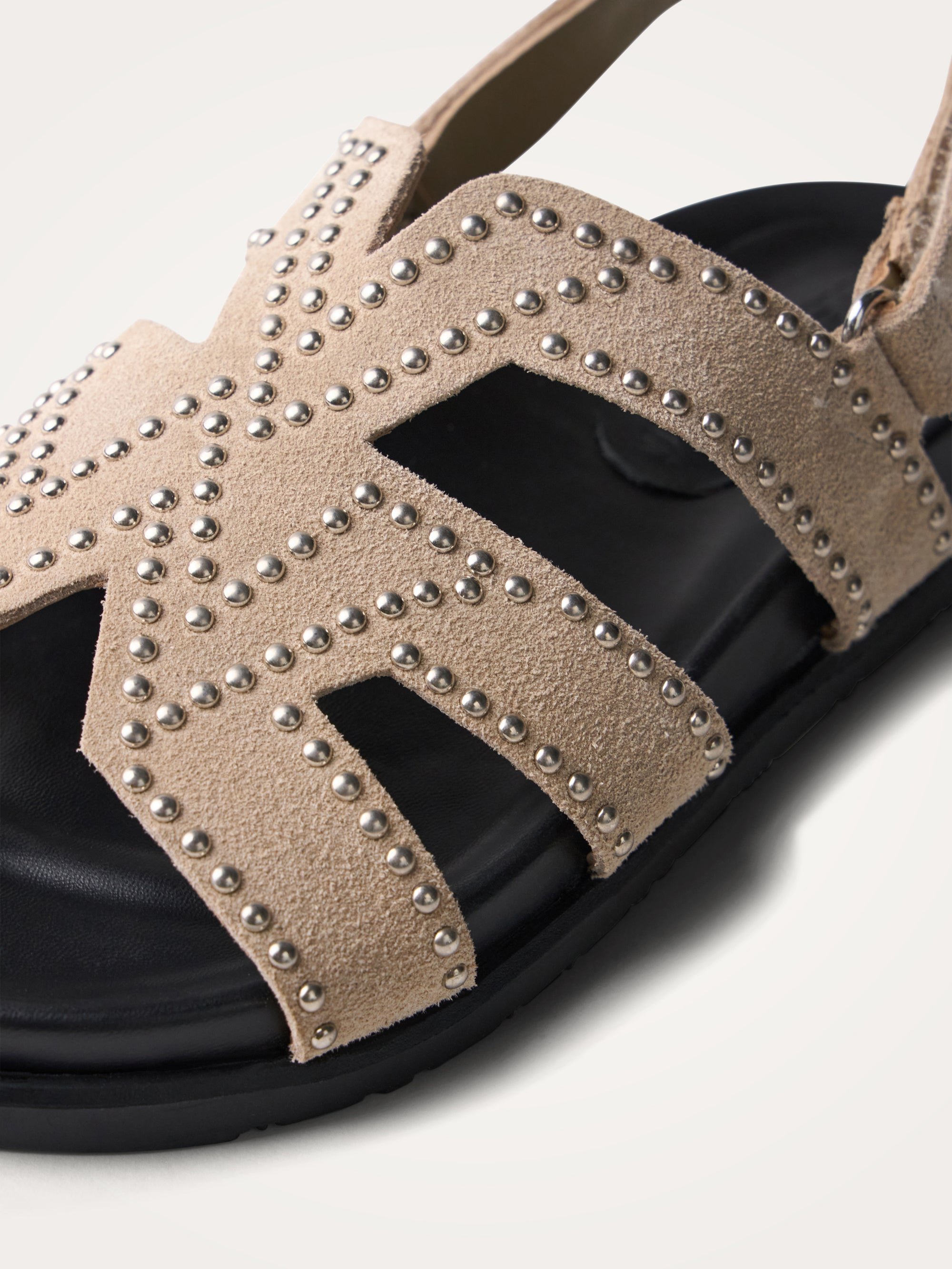 Flat suede sandals with studded straps VANESSA WU Beige